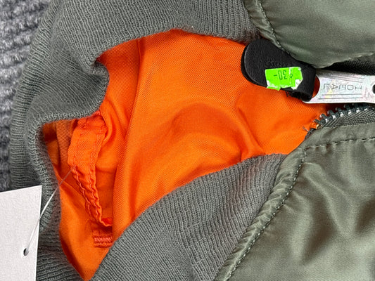 Military Style Bomber Jacket Olive Green (L)