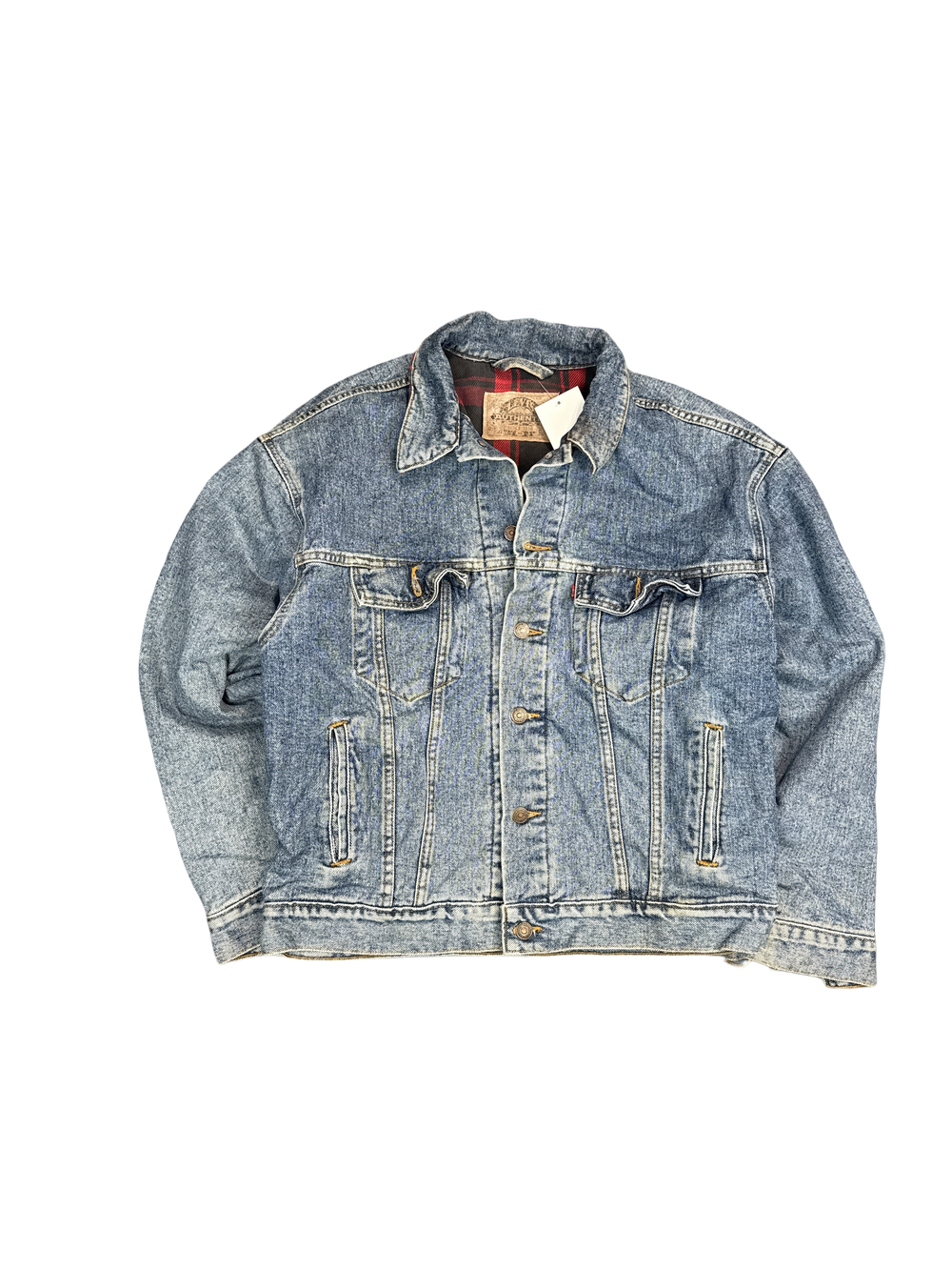 Levi's Authentic Denim Jacket with Plaid Lining (L)