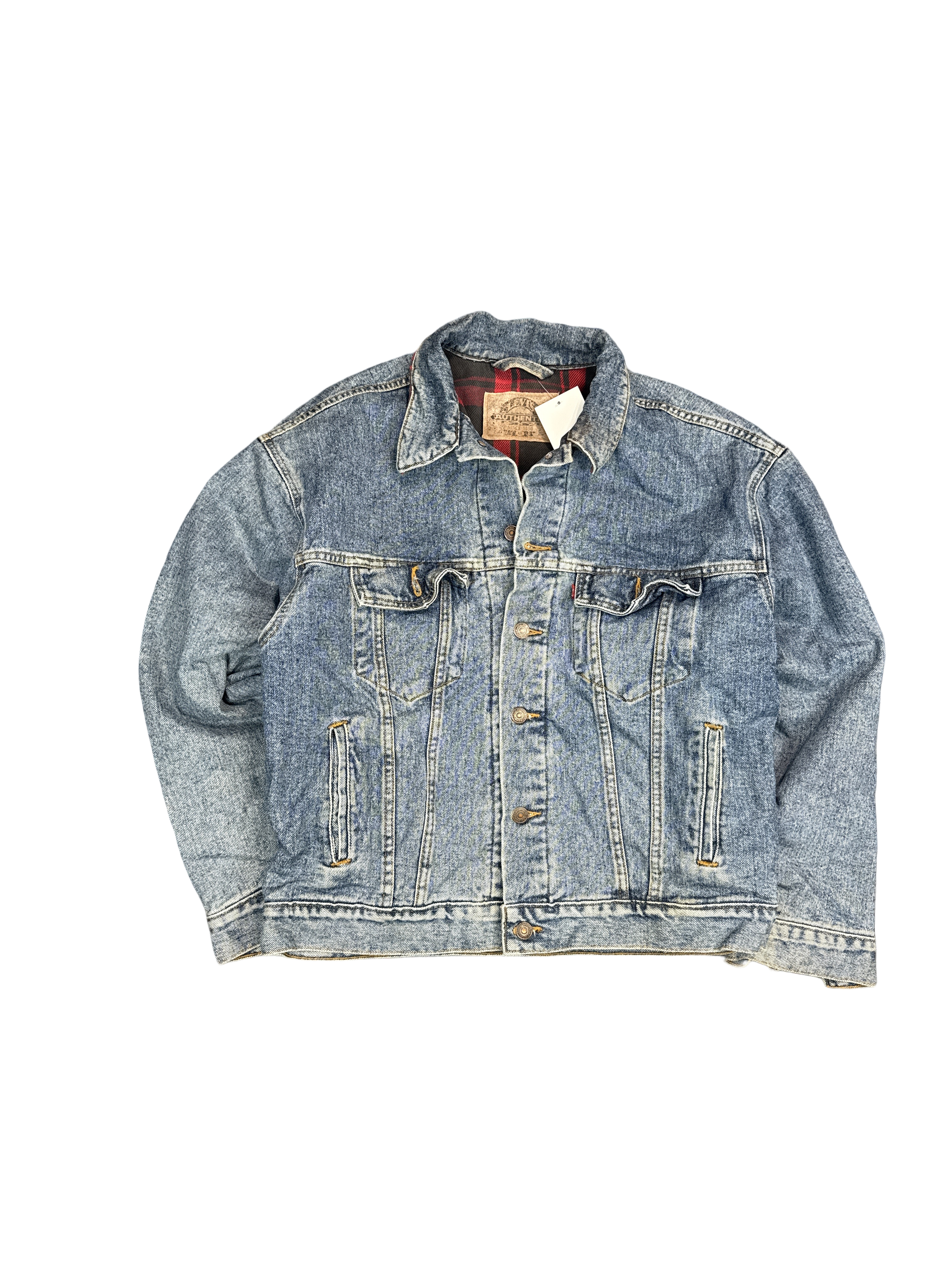 Levi's Authentic Denim Jacket with Plaid Lining (L)