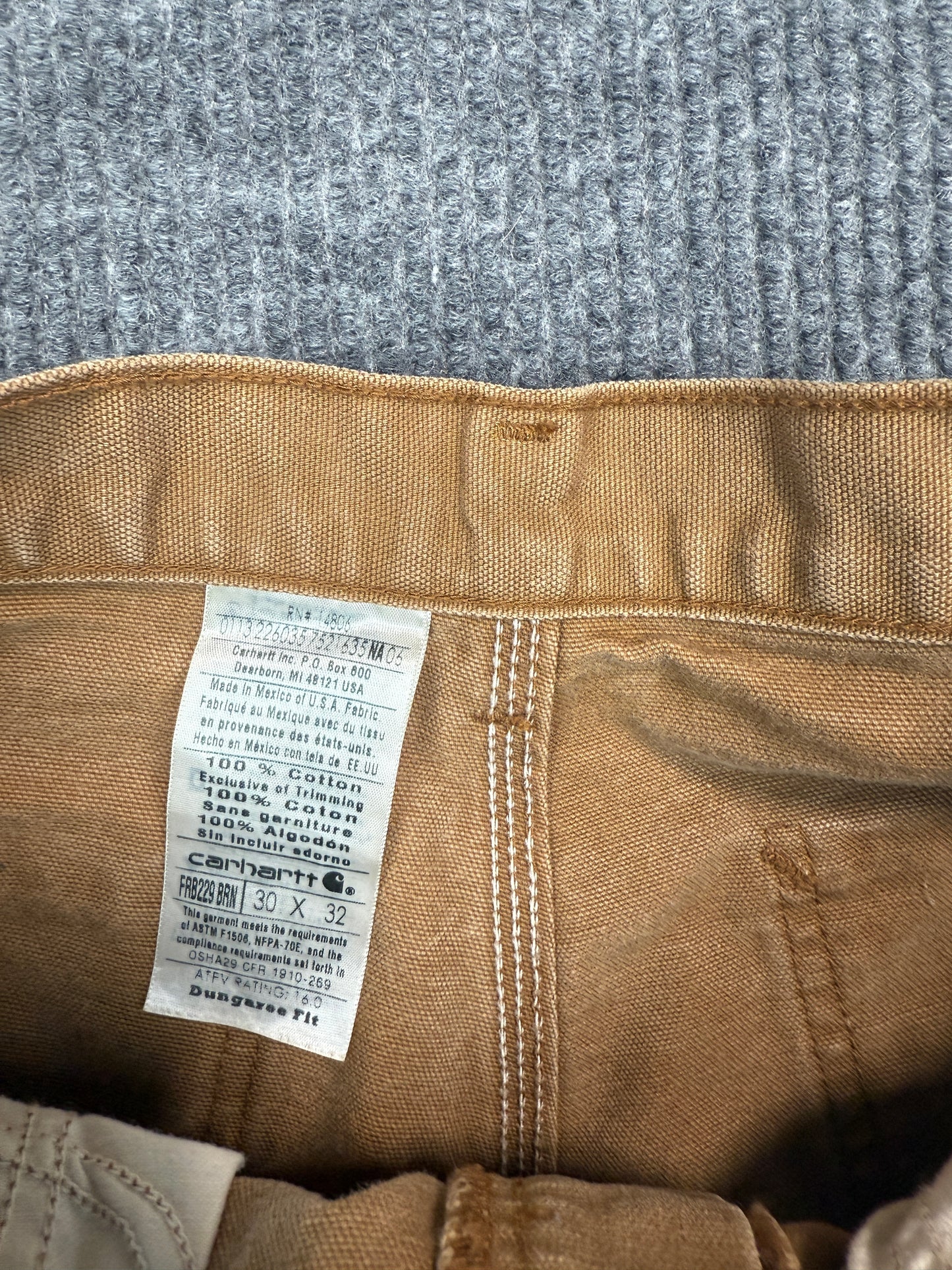 Carhartt Brown Fire Resistant Canvas Work Pants (30x32)