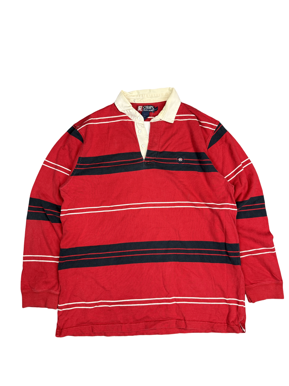Chaps Ralph Lauren Red Striped Rugby Shirt (L)