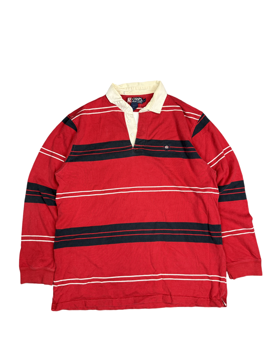 Chaps Ralph Lauren Red Striped Rugby Shirt (L)