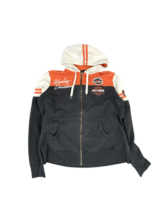 Harley-Davidson Orange & Black Hooded Zip Sweatshirt (M)