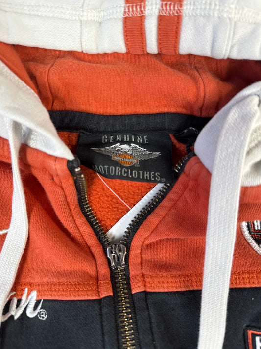 Harley-Davidson Orange & Black Hooded Zip Sweatshirt (M)