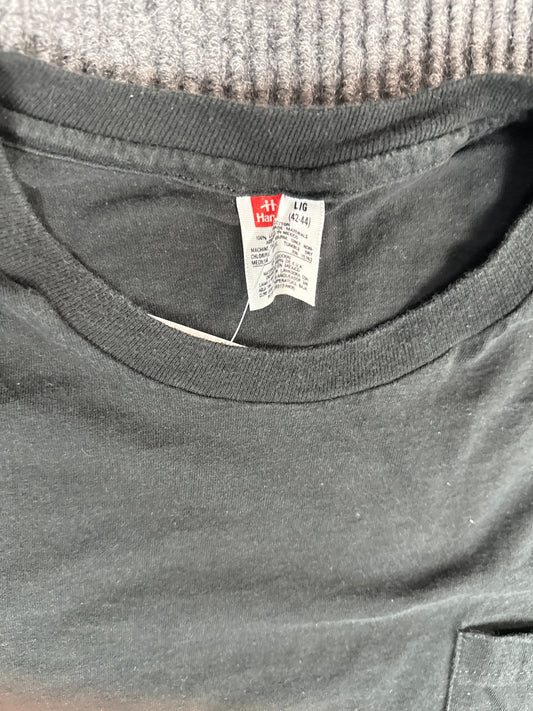 Hanes Black Pocket T-Shirt (L)