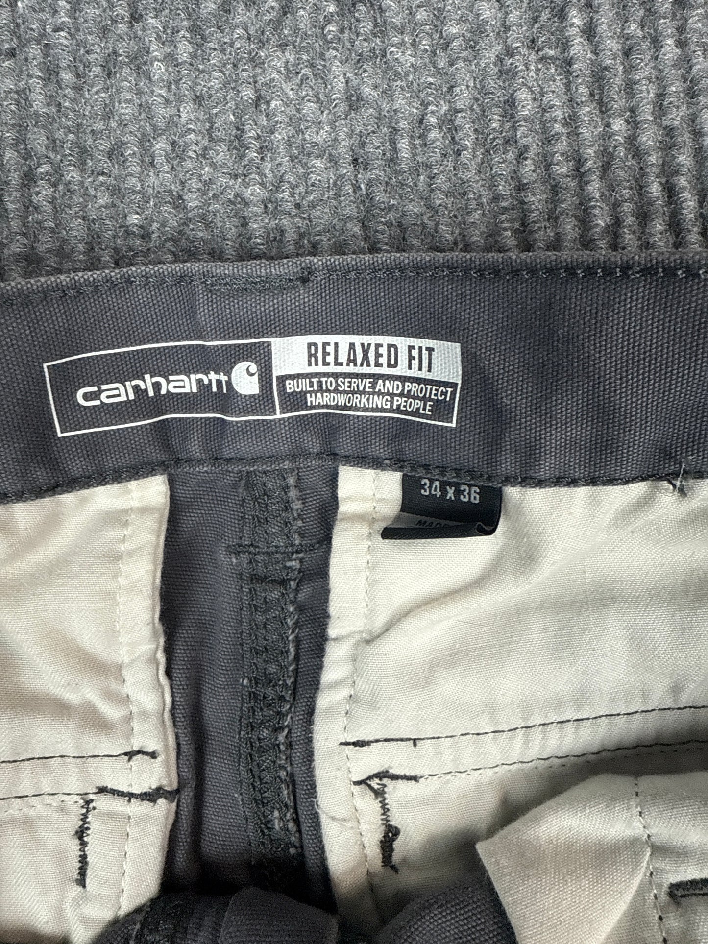 Carhartt Relaxed Fit Gray Work Pants (34x36)