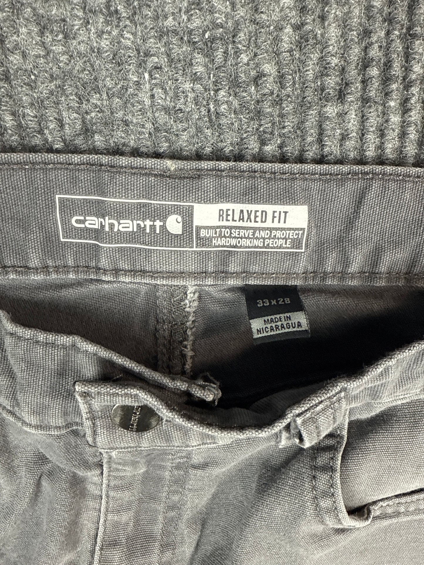 Carhartt Relaxed Fit Gray Work Pants (33x28)