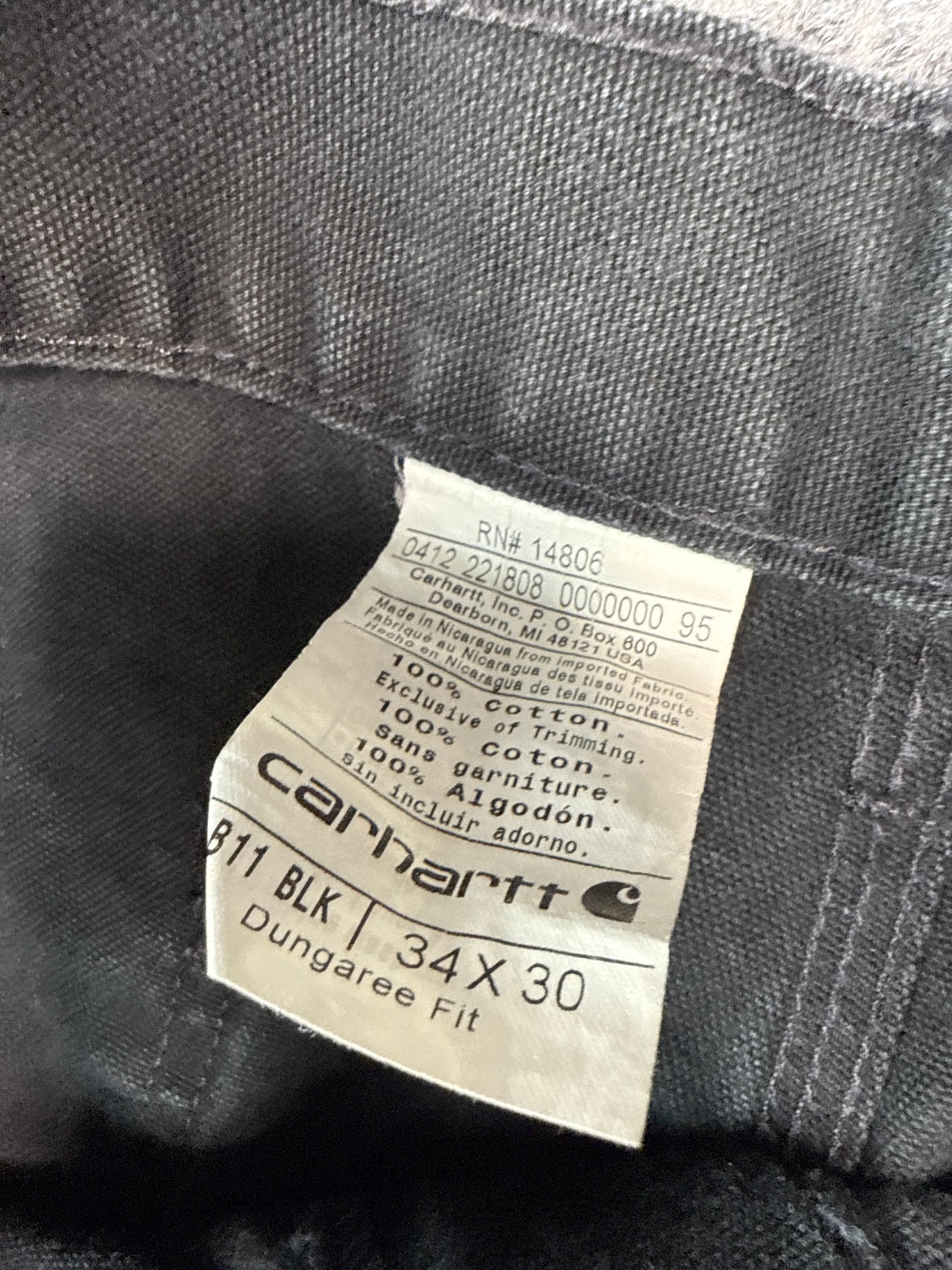 Carhartt B11 Black Dungaree Work Pants (34x30)