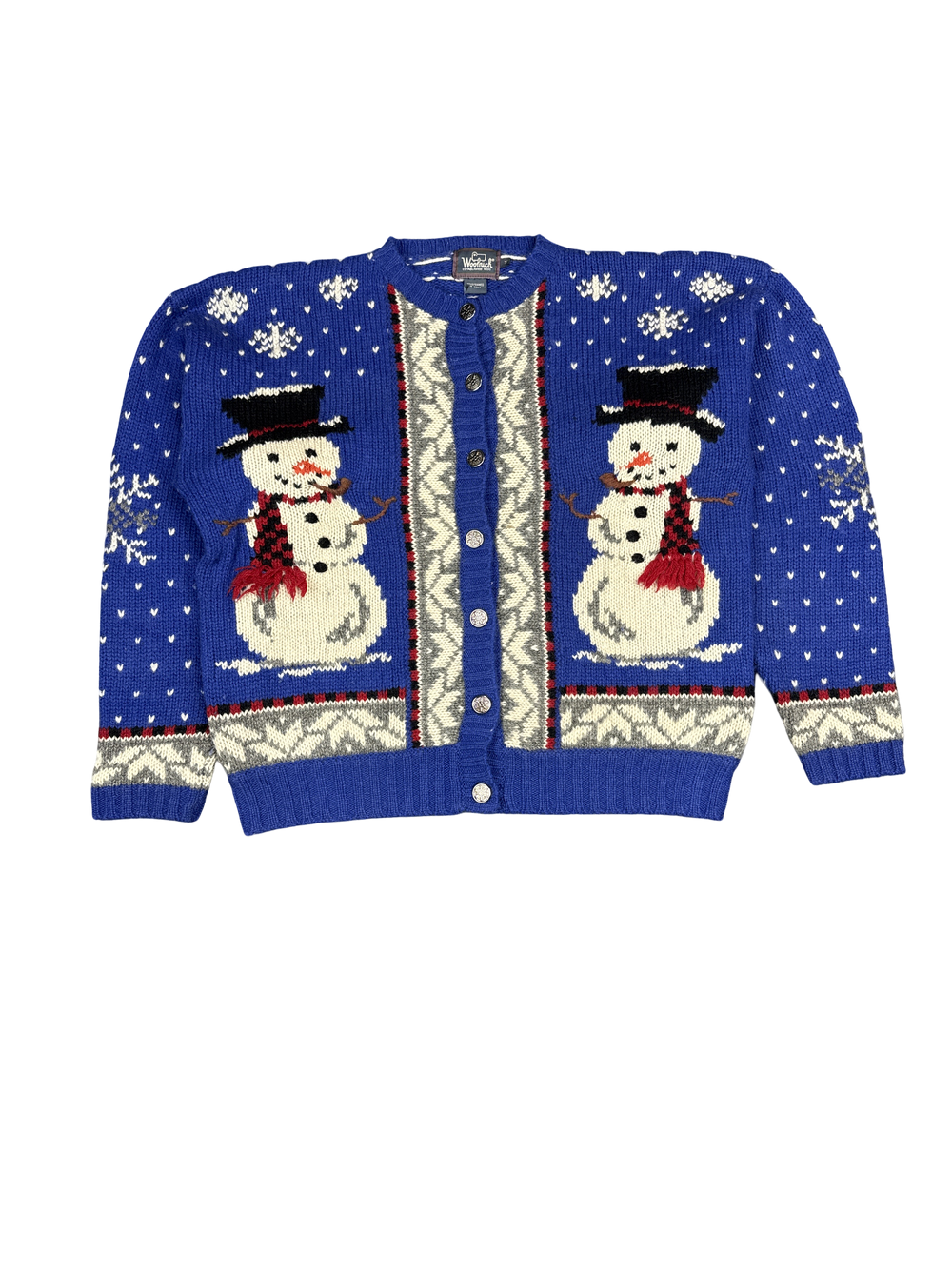 Woolrich Snowman Christmas Knit Cardigan Sweater (M)