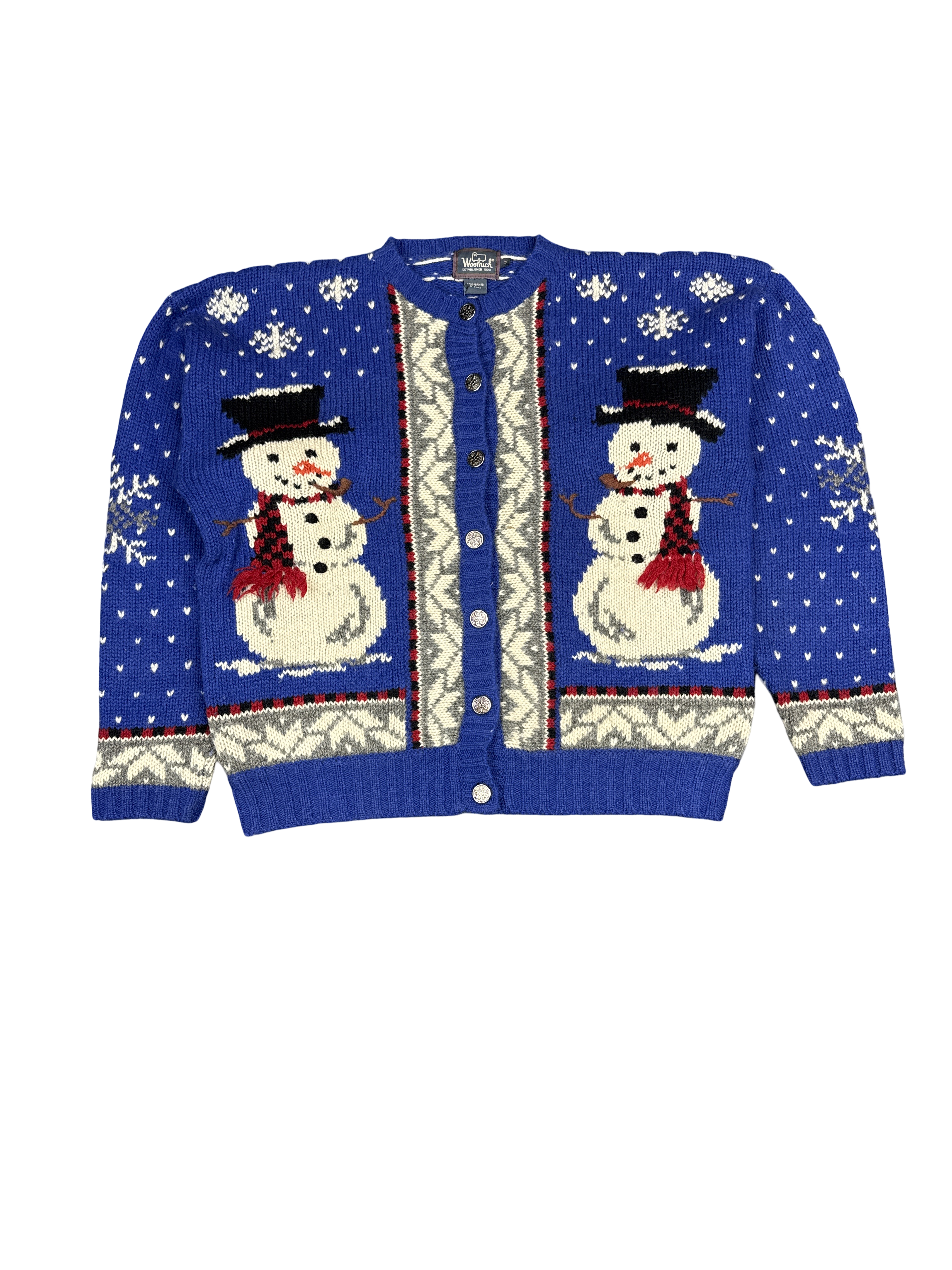 Woolrich Snowman Christmas Knit Cardigan Sweater (M)