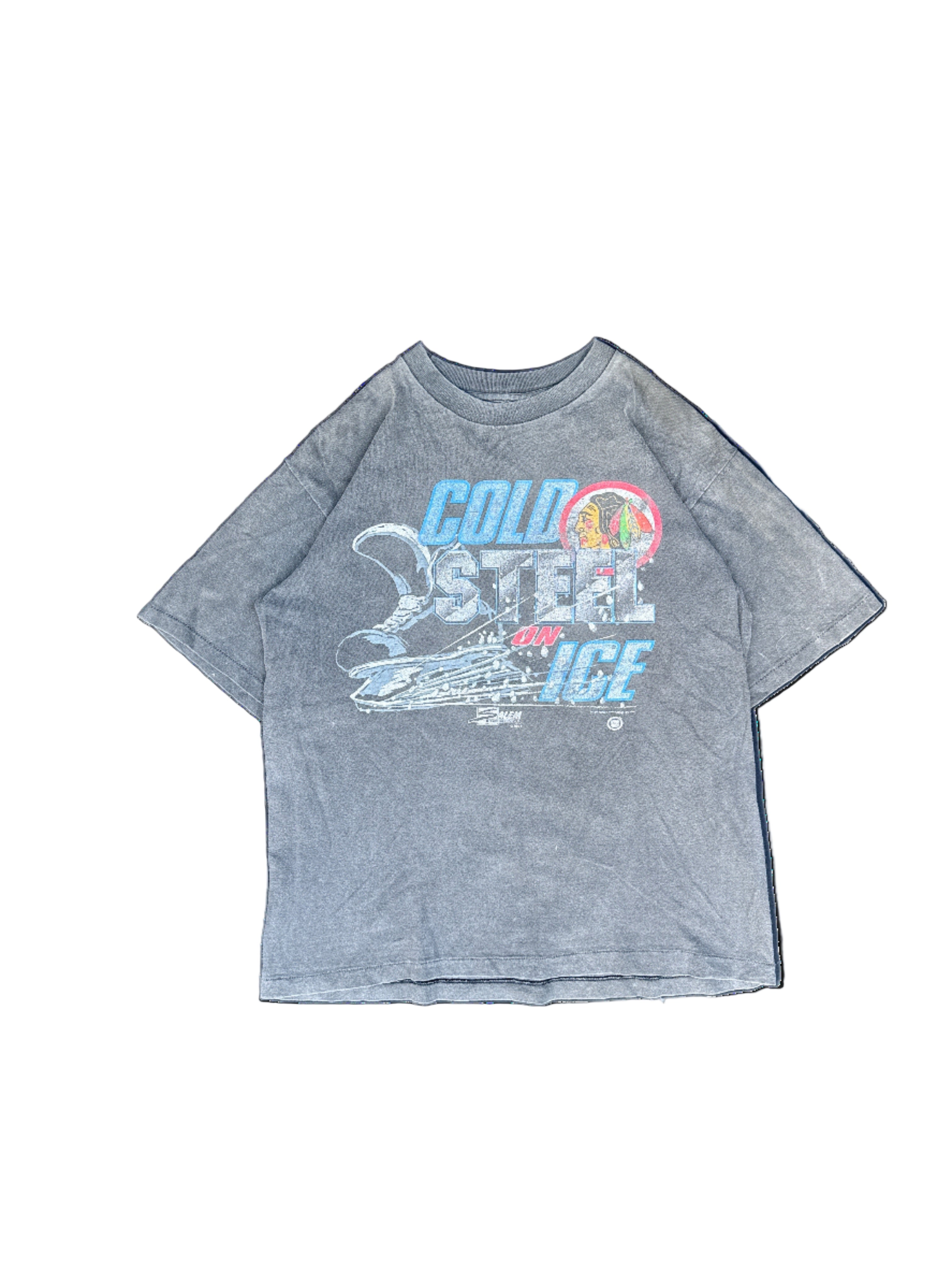 1990s Salem Sportswear Cold Steel on Ice Graphic Tee (L)