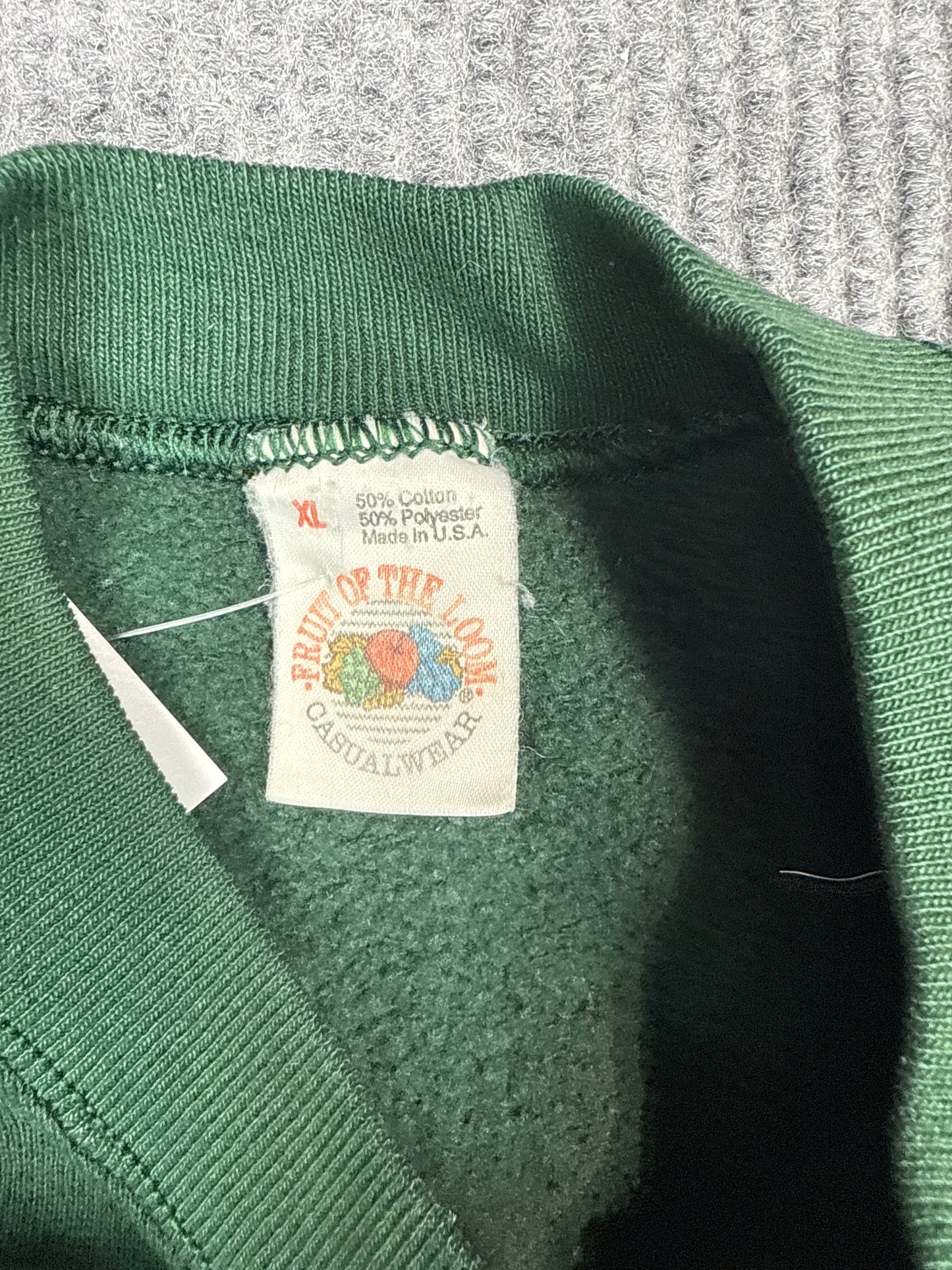 1980s Fruit of the Loom Green Sweatshirt (XL)