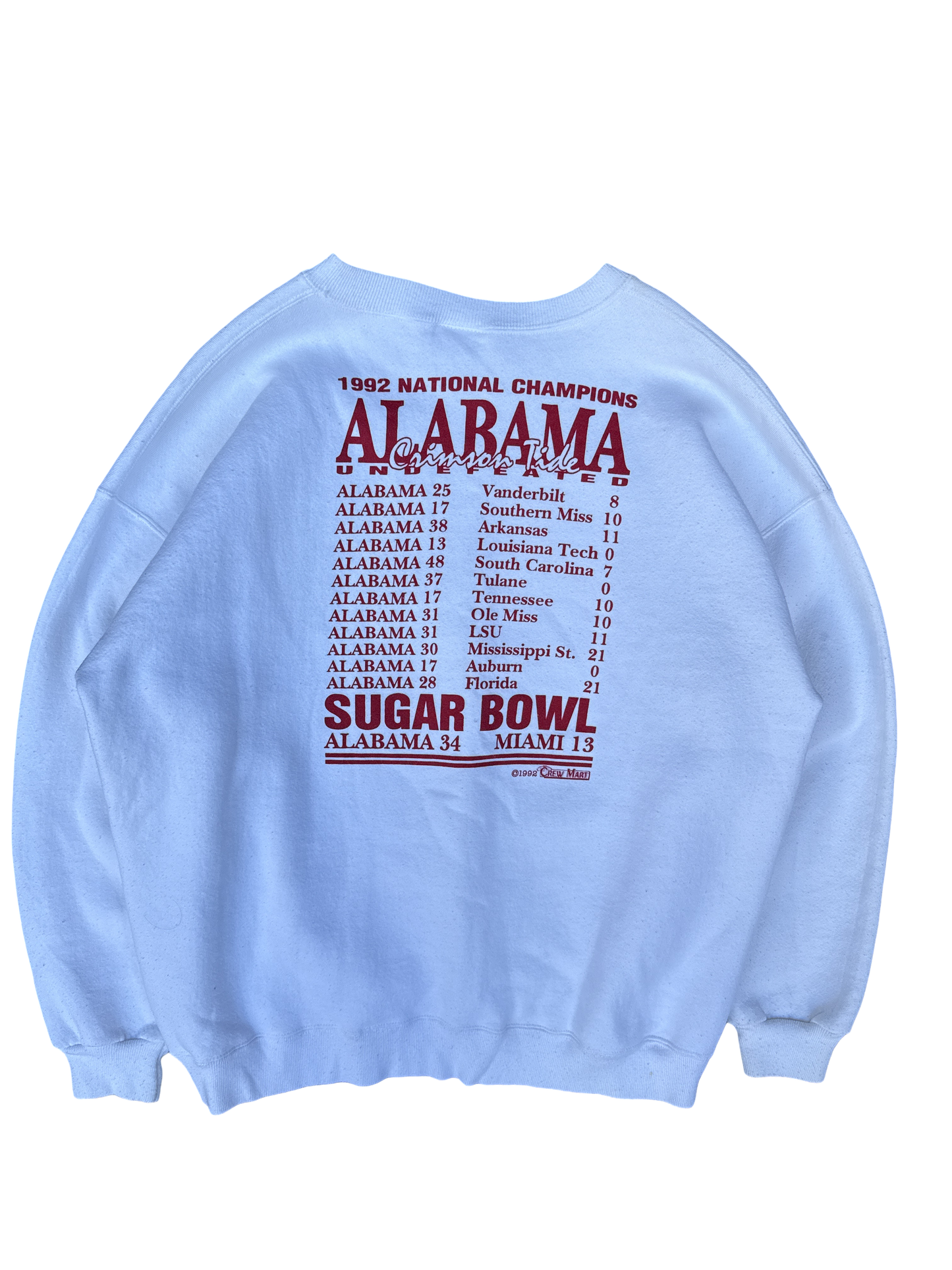 1992 Alabama Crimson Tide National Champions Lee Sweatshirt (2XL)