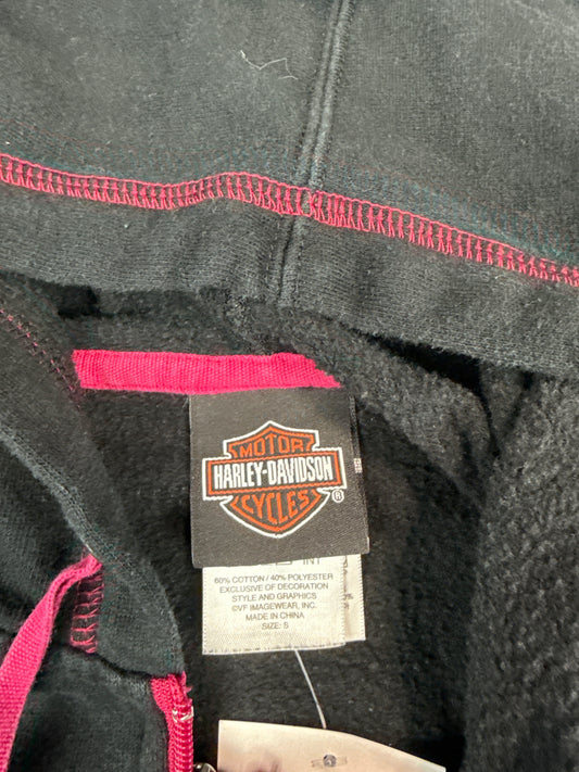 Harley-Davidson Black and Pink Zip-Up Hoodie (S)