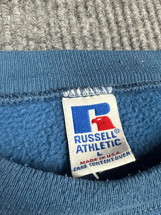 1990s Russell Athletic Blue Crewneck Sweatshirt (L)
