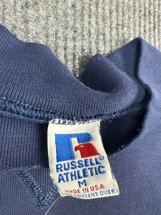1990s Russell Athletic Navy Crewneck Sweatshirt (M)