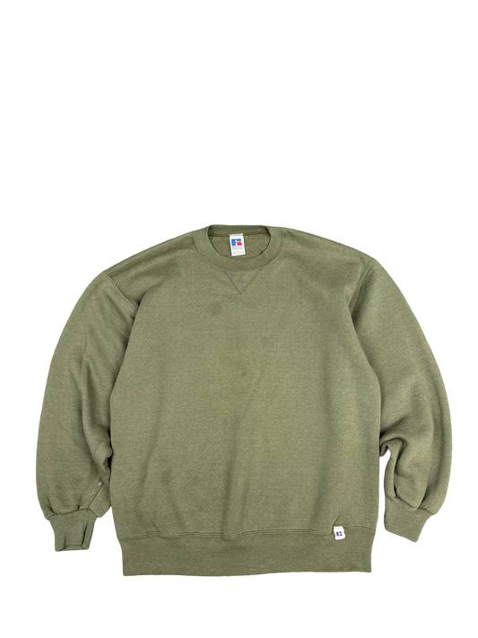 Russell Athletic Made in USA Olive Crewneck Sweatshirt (L)