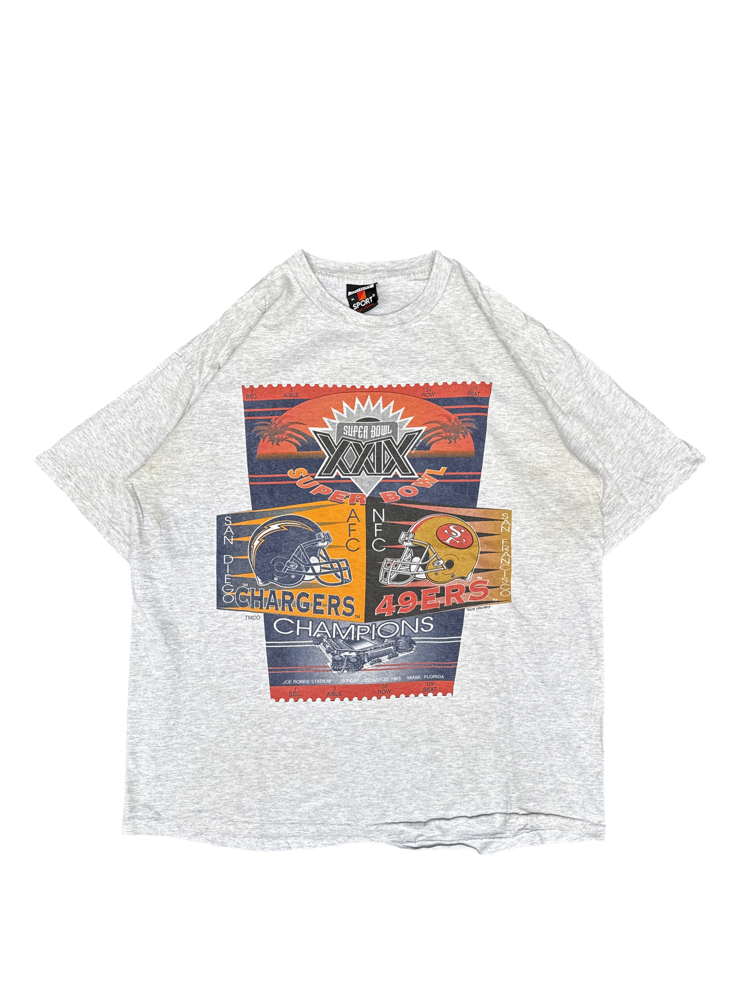 1990s Super Bowl XXIX Chargers vs 49ers Graphic Tee (XL)