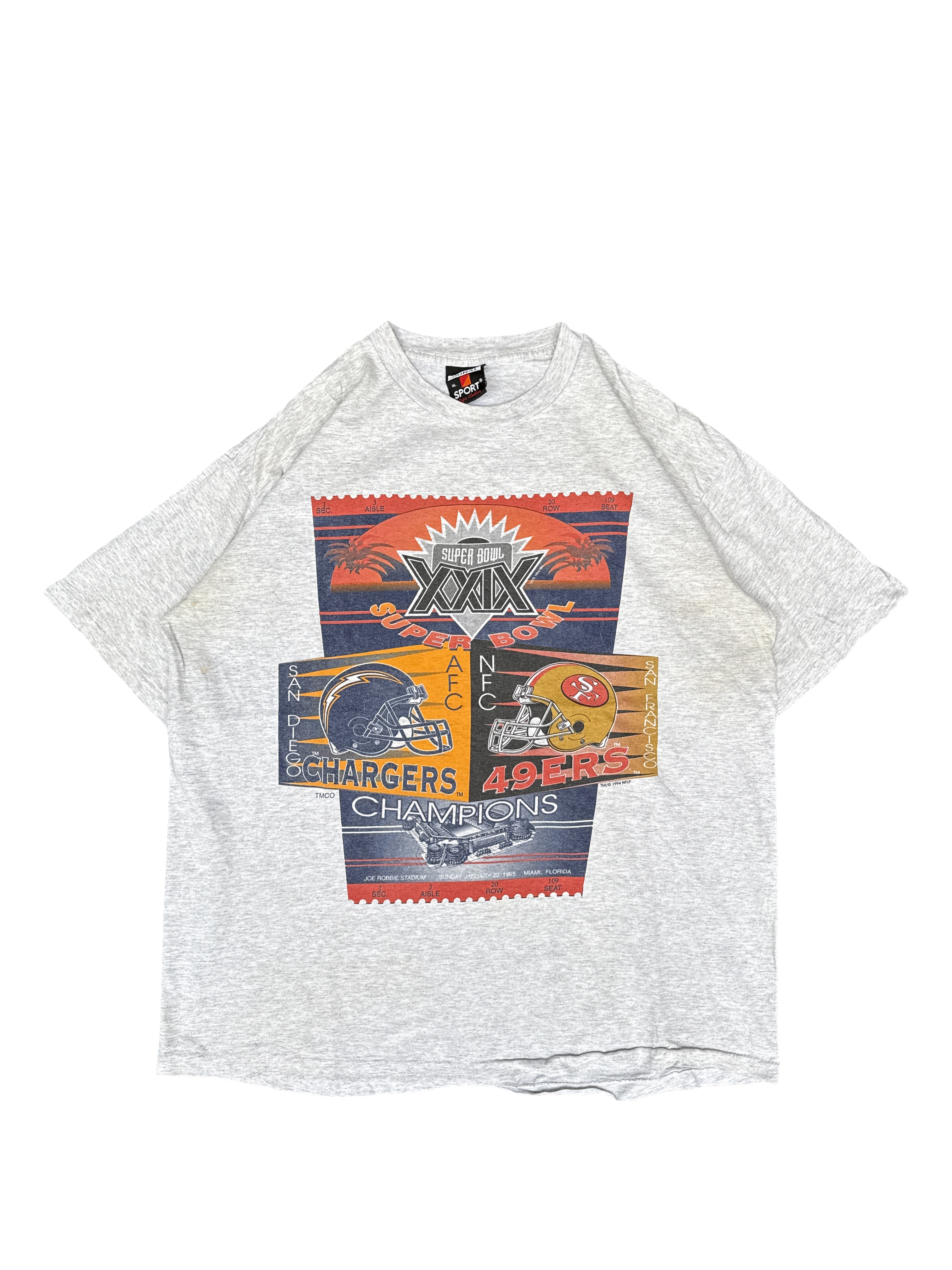 1990s Super Bowl XXIX Chargers vs 49ers Graphic Tee (XL)