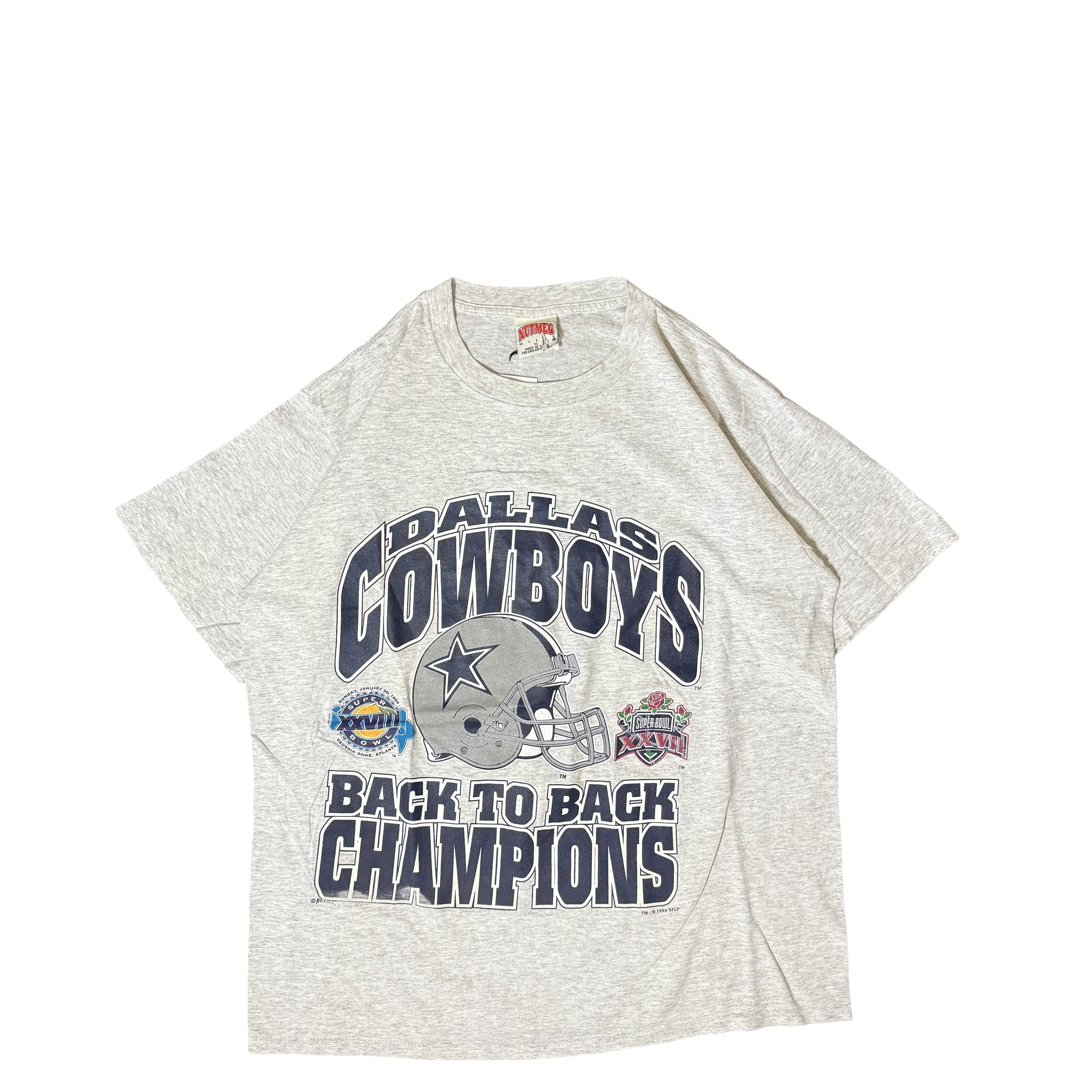 1990s Dallas Cowboys Back-to-Back Champions Nutmeg Mills T-Shirt (XL)