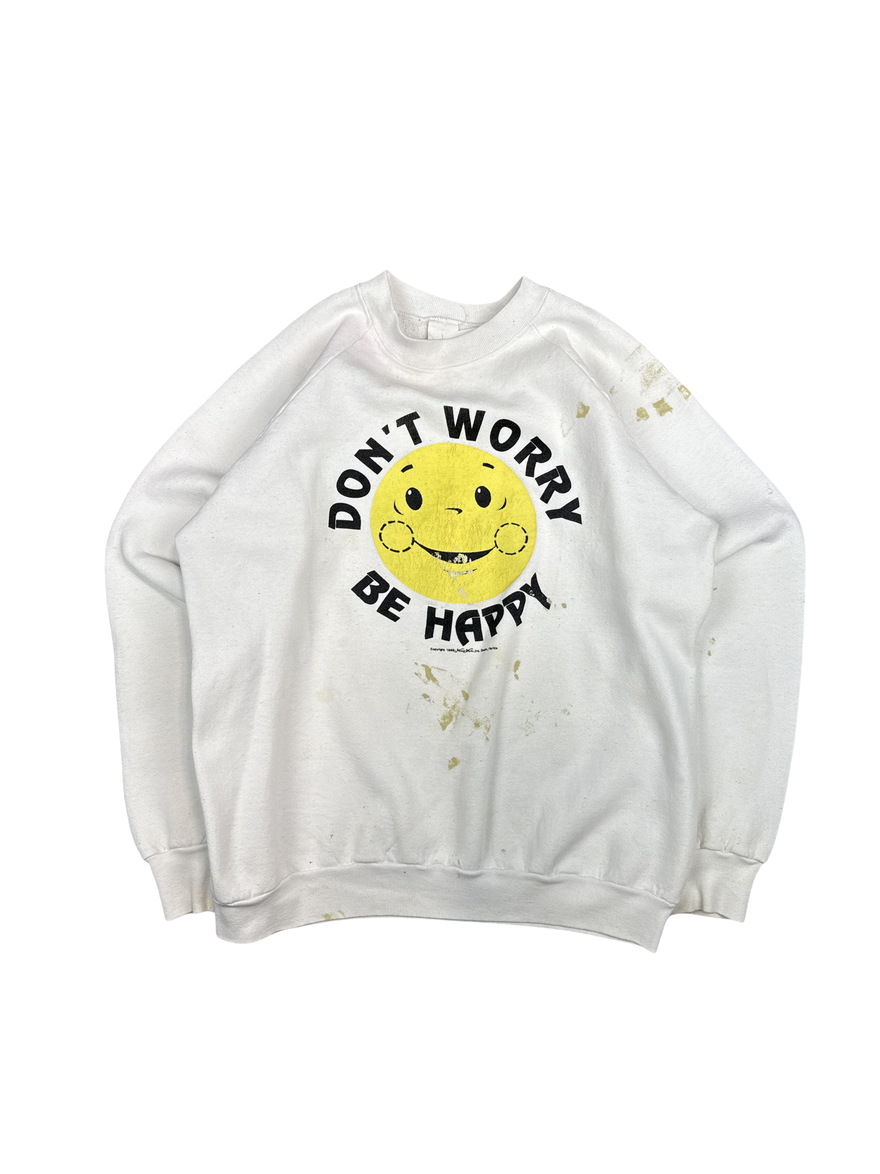 1990s Don't Worry Be Happy Smiley Graphic Sweatshirt (L)