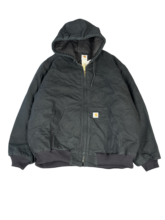 Carhartt J140 Black Duck Quilted Lined Hooded Jacket (3XL)