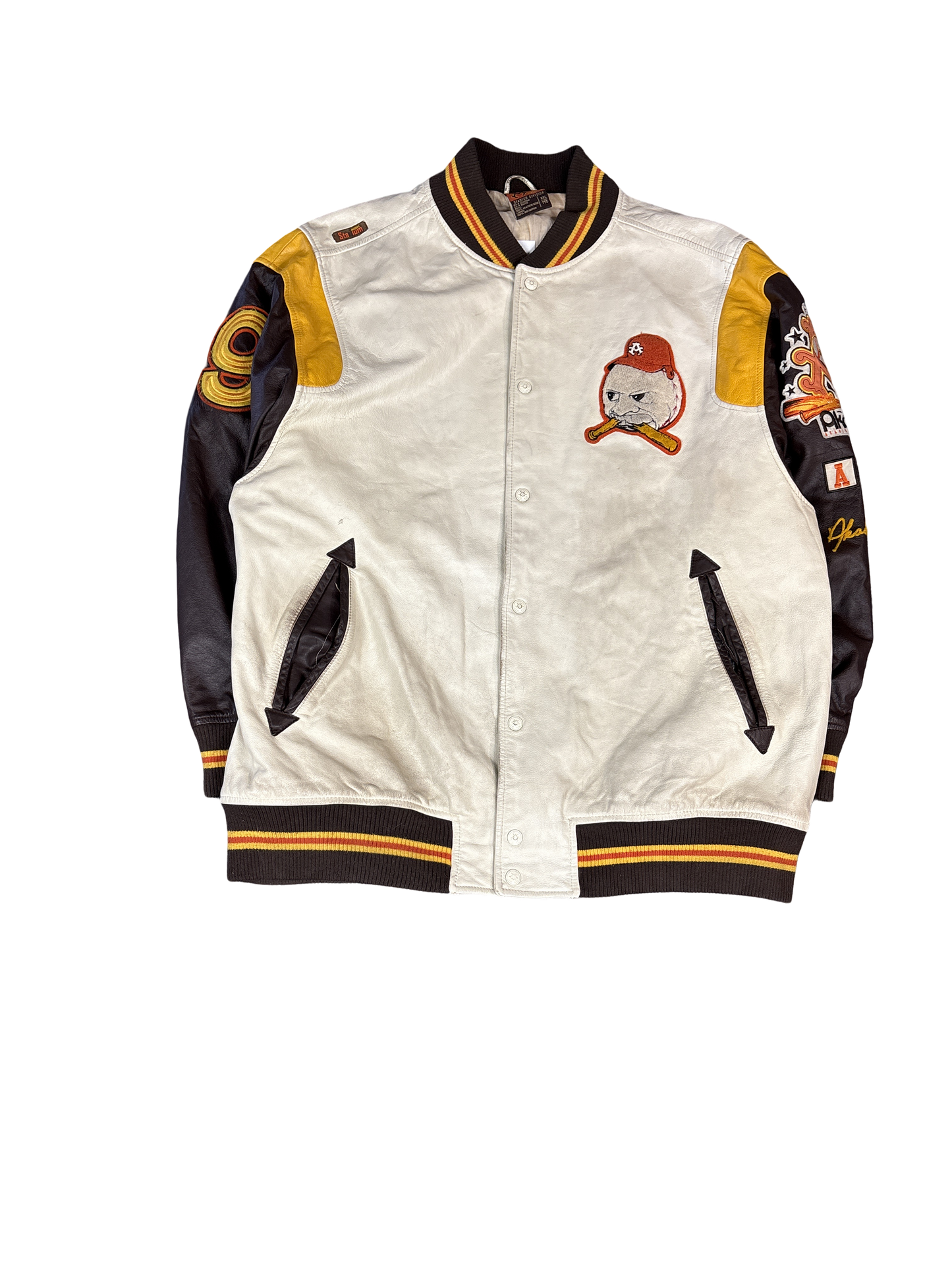 Y2K Akademiks Stadium Division Leather Varsity Jacket (XXL)