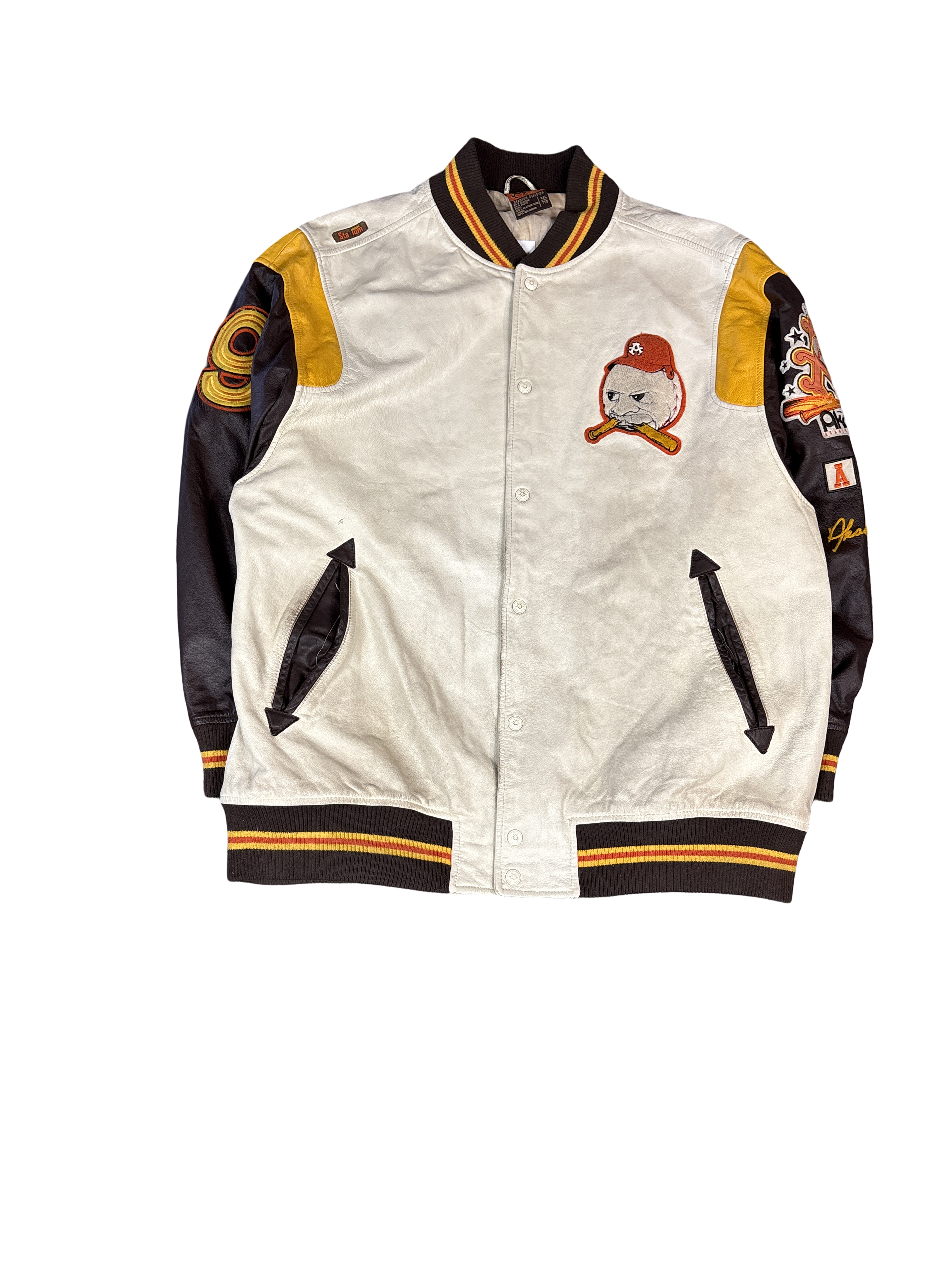 Y2K Akademiks Stadium Division Leather Varsity Jacket (XXL)