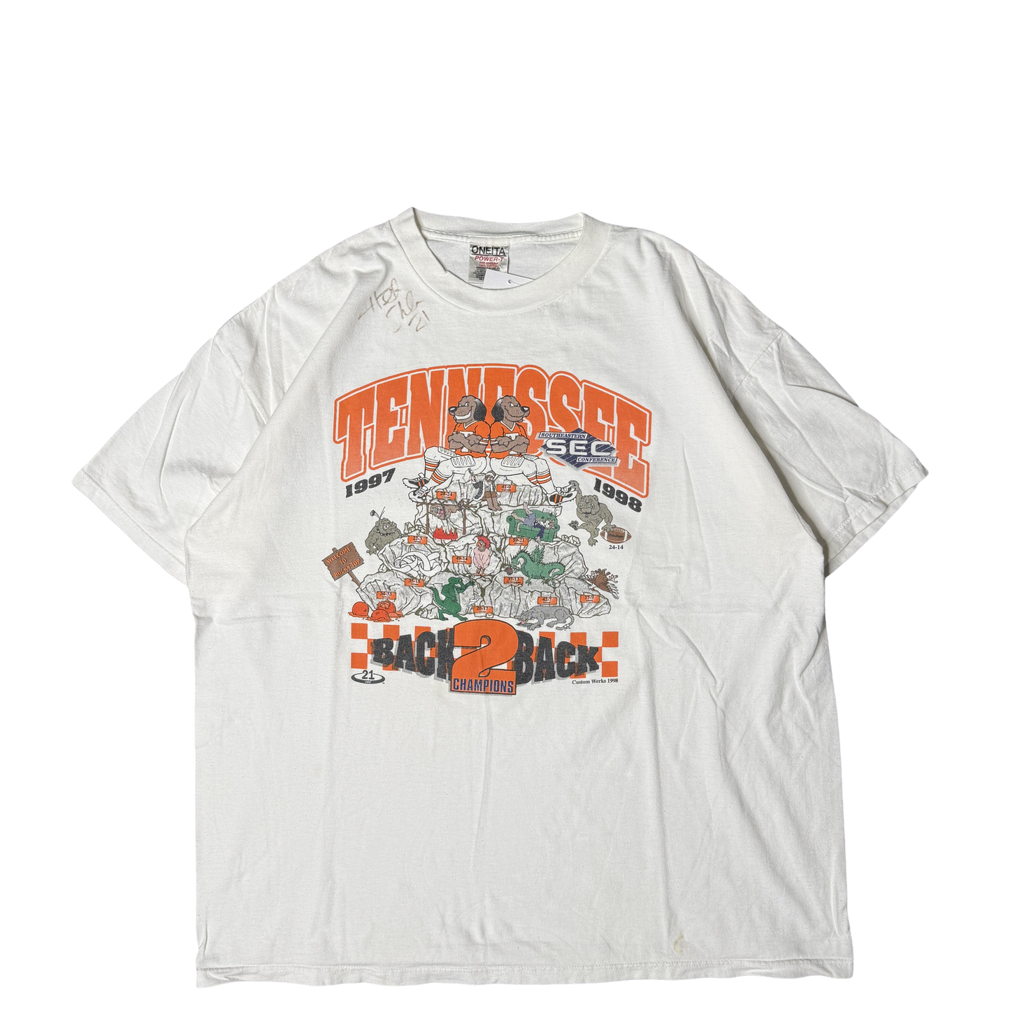 1990s Tennessee Volunteers Back to Back Champions Graphic Tee (2XL)