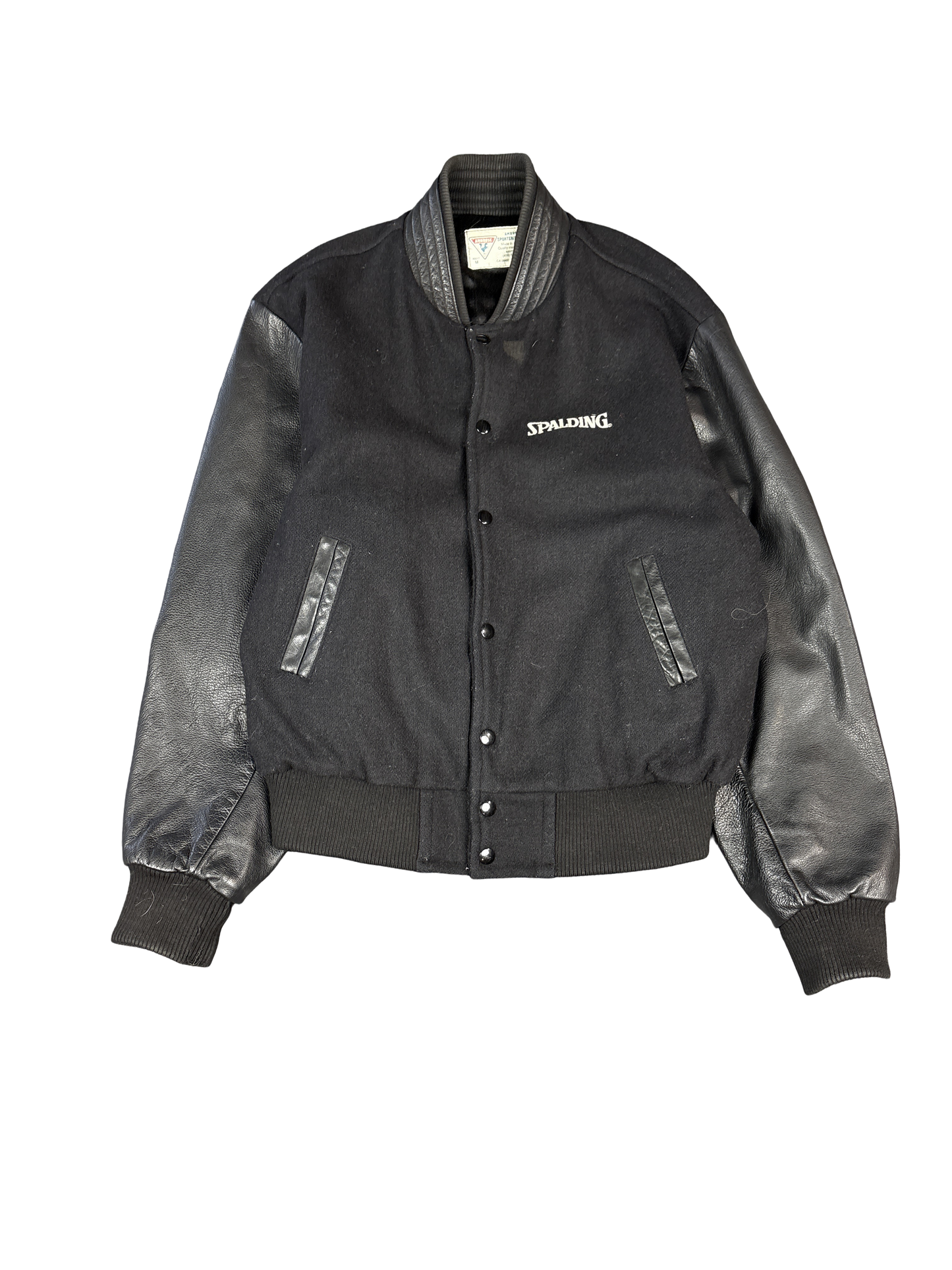1990s Spalding Black Varsity Jacket (M)