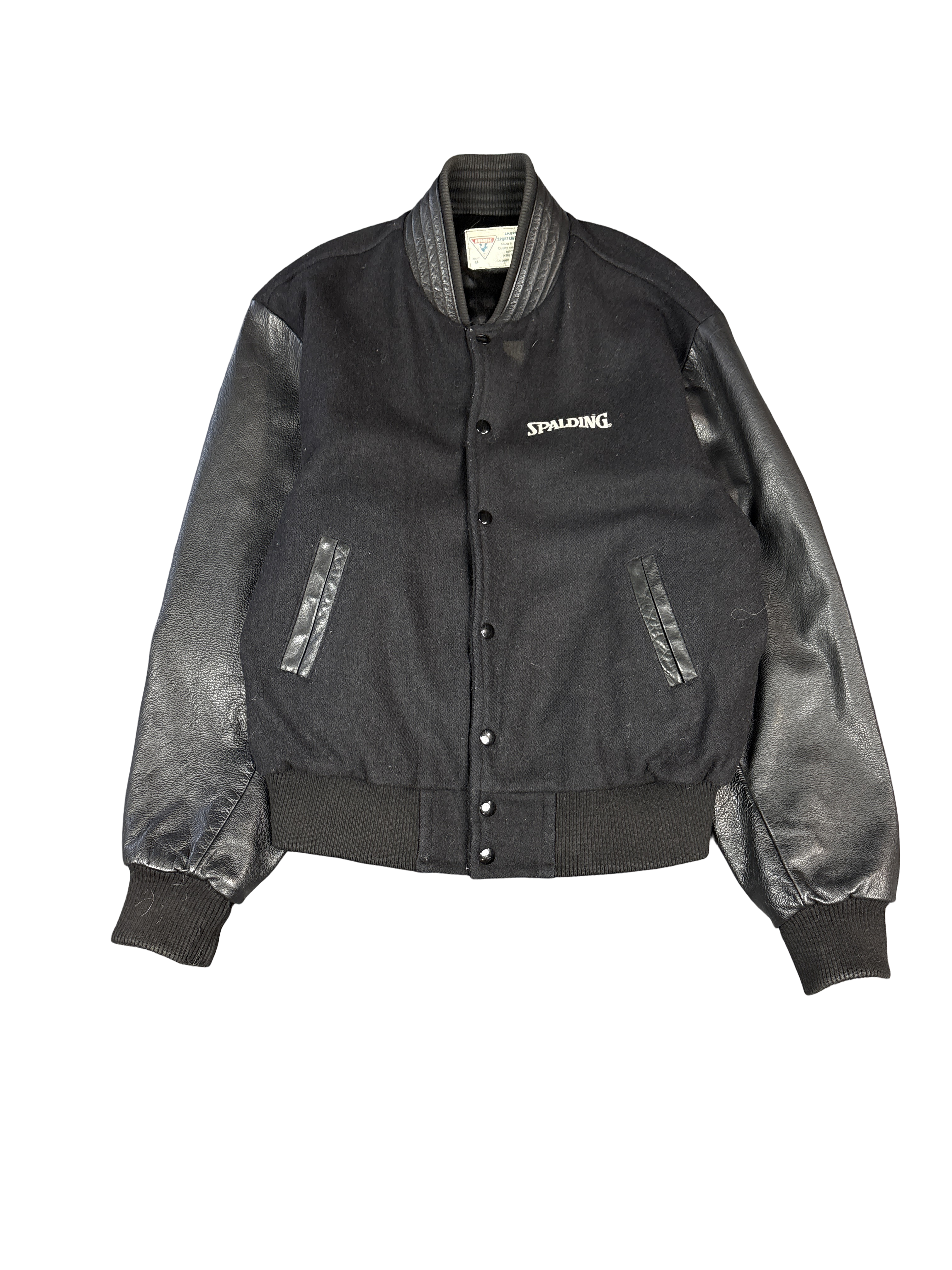 1990s Spalding Black Varsity Jacket (M)