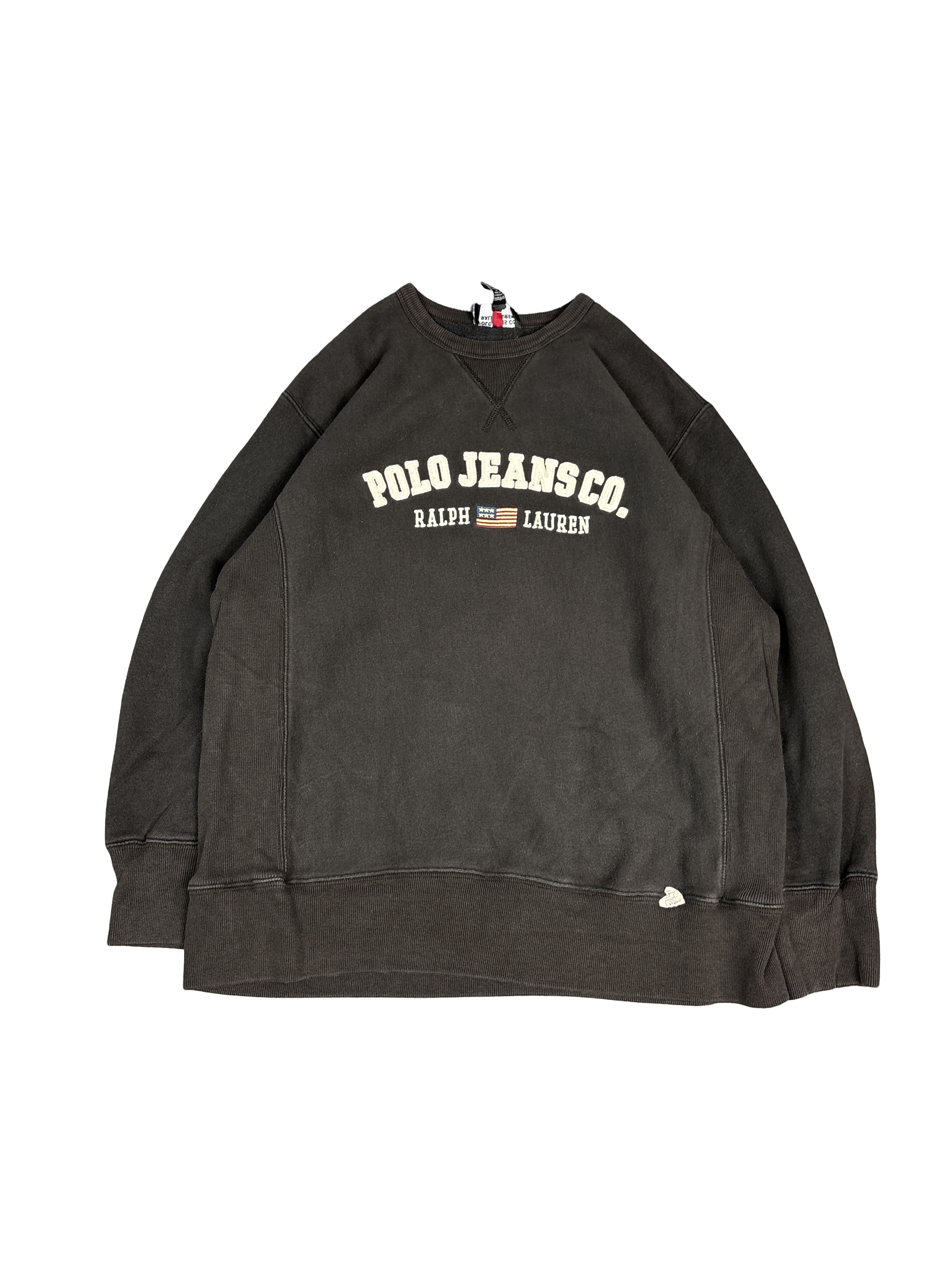 1990s Polo Jeans Co. Ralph Lauren Flag Logo Sweatshirt (L)