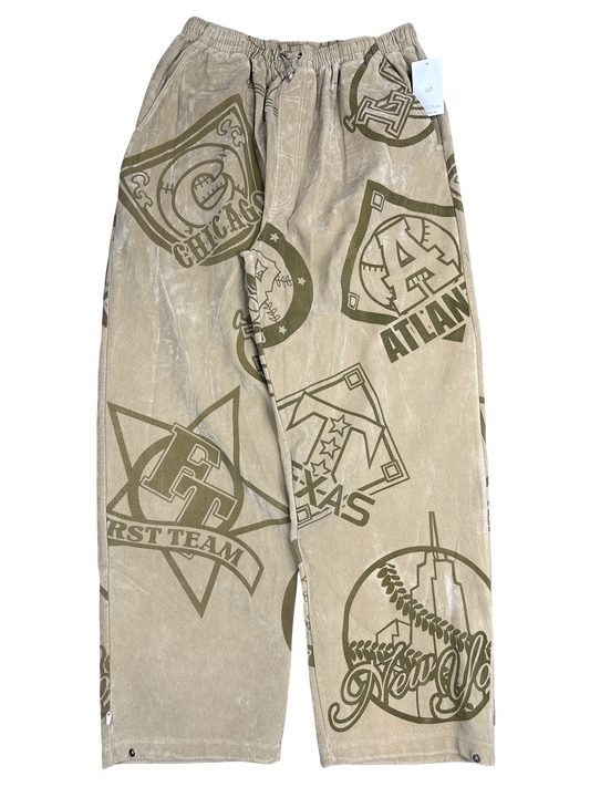 Retro Sports Graphic Corduroy Pants (L)