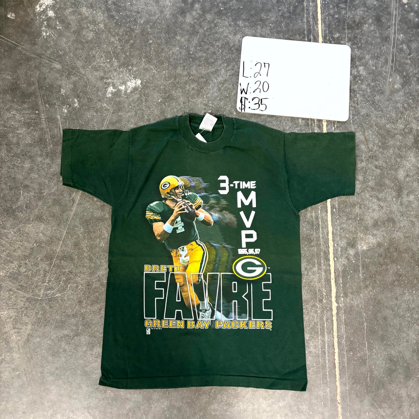1990s Green Bay Packers Brett Favre 3-Time MVP Graphic Tee (M)