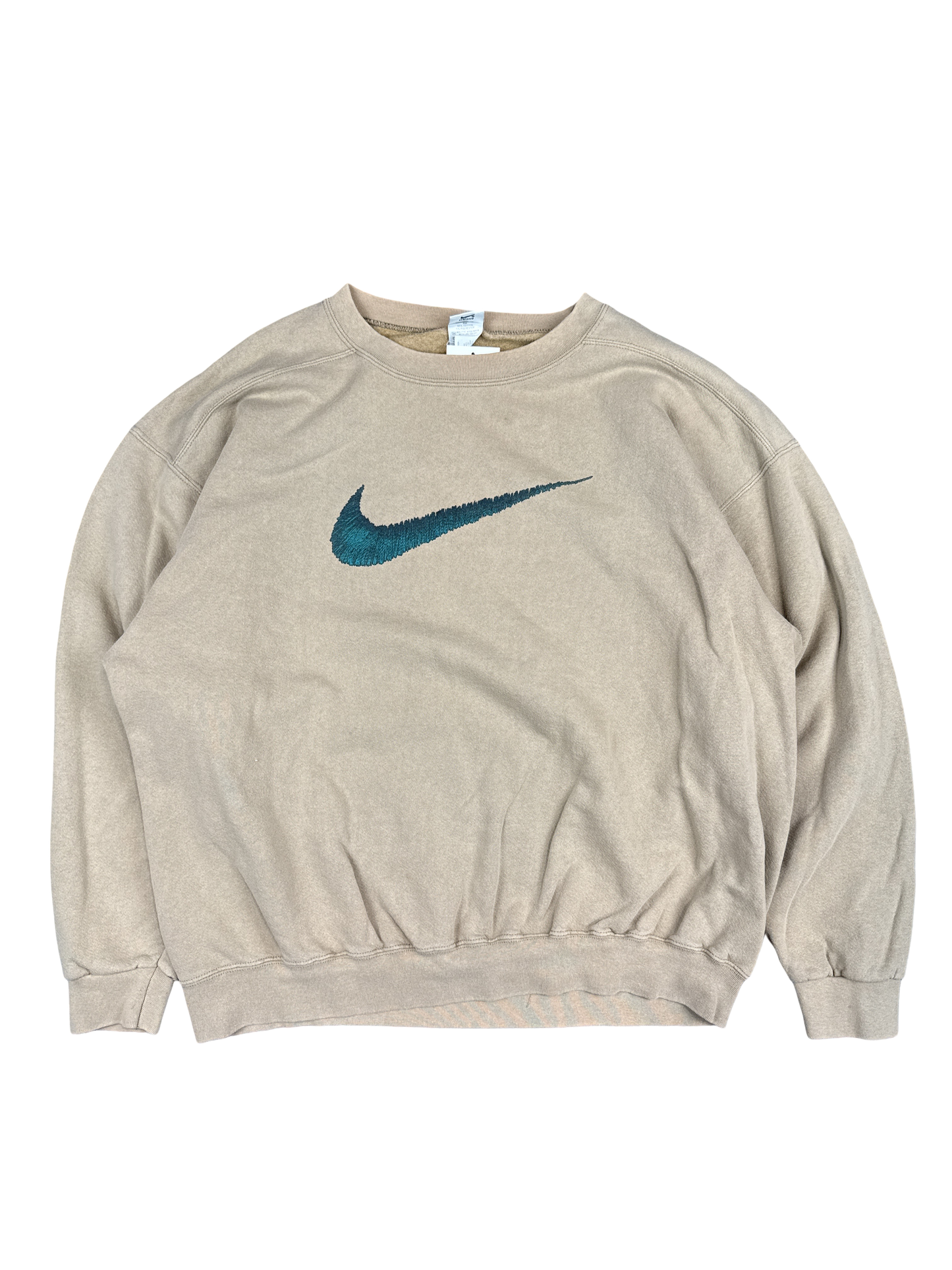 1990s Nike USA Made Tan Swoosh Sweatshirt (L)