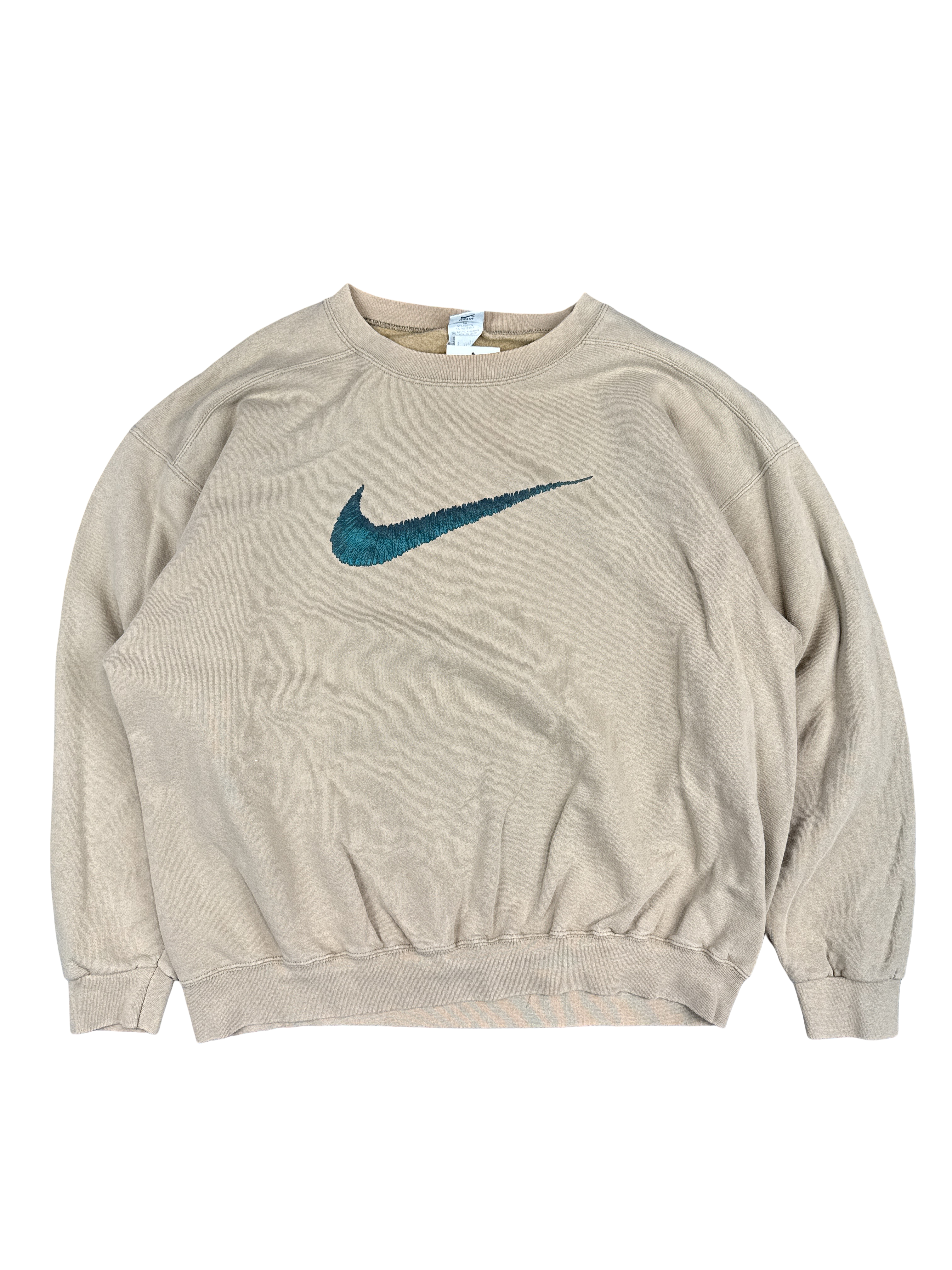 1990s Nike USA Made Tan Swoosh Sweatshirt (L)