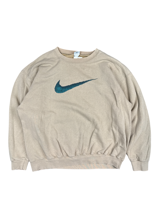 1990s Nike USA Made Tan Swoosh Sweatshirt (L)