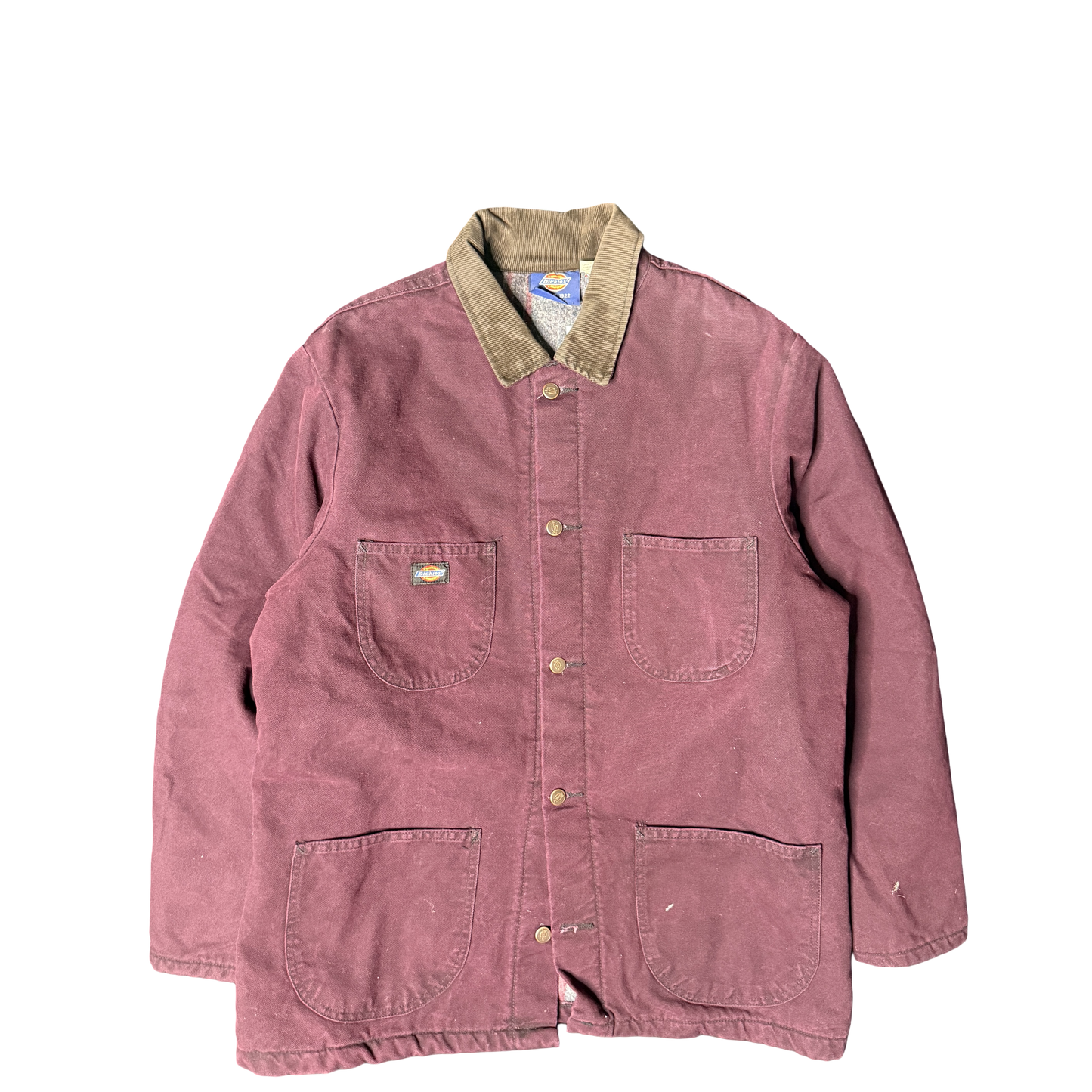 Dickies Canvas Chore Jacket Maroon Workwear Coat (L)