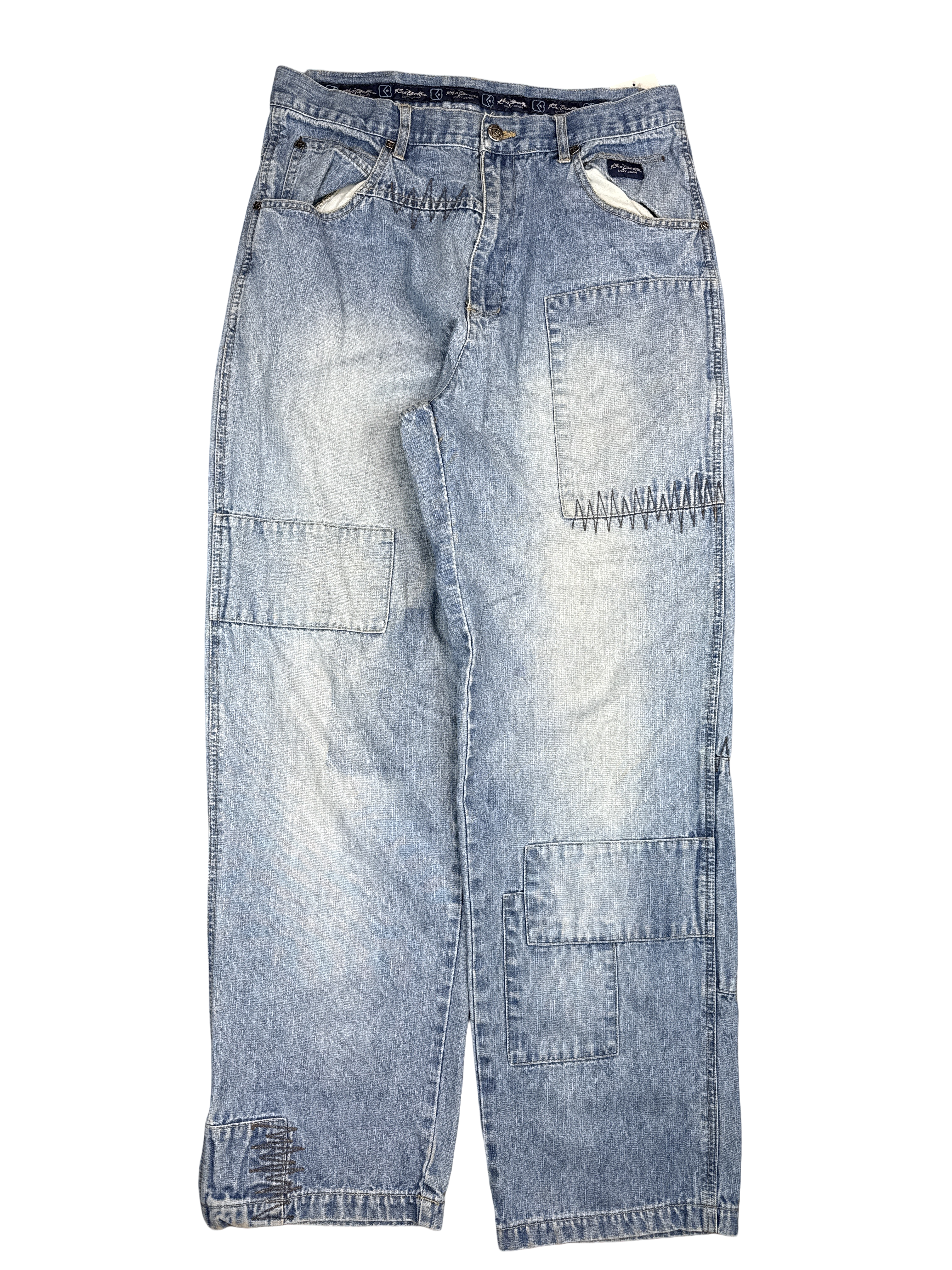 1990s Rio Beverly Savvy Denim Patchwork Jeans (32)