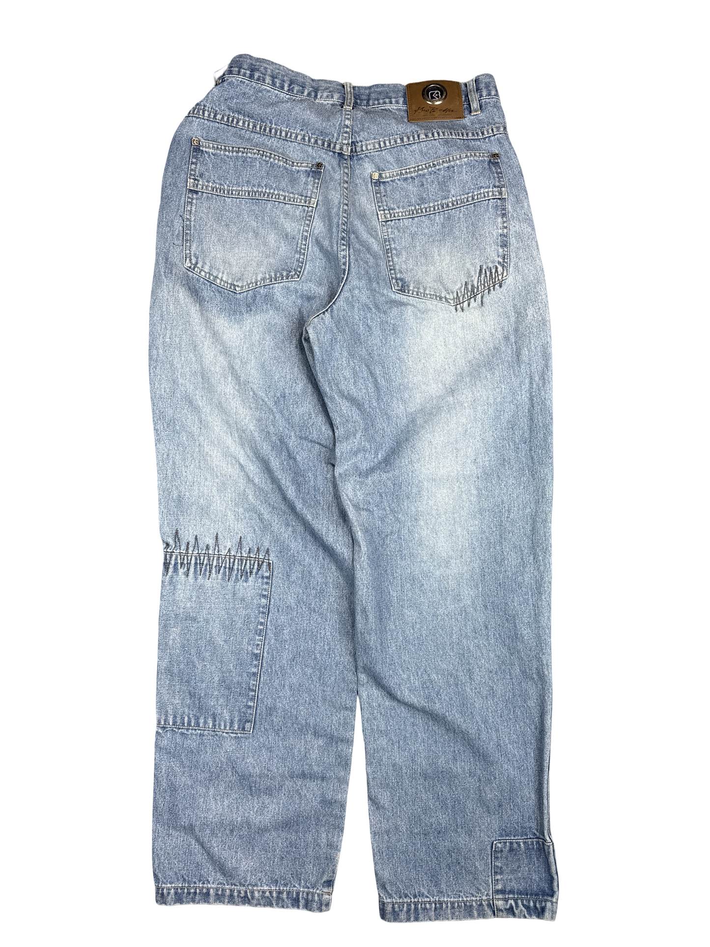 1990s Rio Beverly Savvy Denim Patchwork Jeans (32)