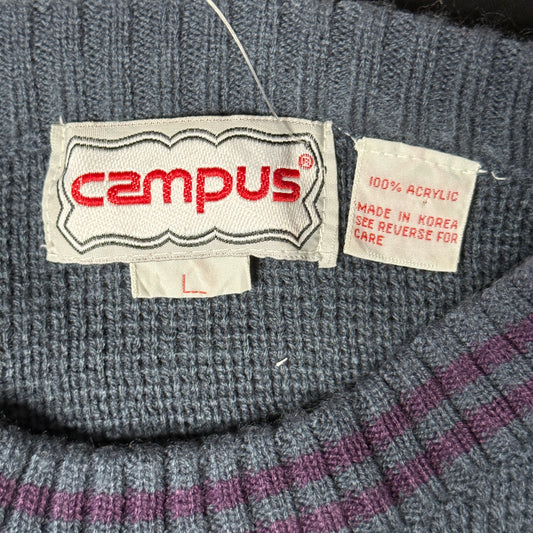 1990s Campus Geometric Knit Pullover Sweater (L)