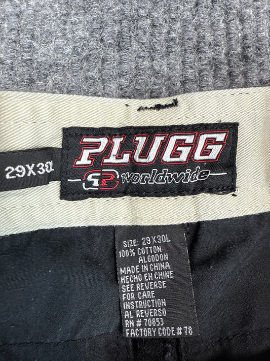 Y2K Plugg Worldwide Black Cargo Pants (29x30)