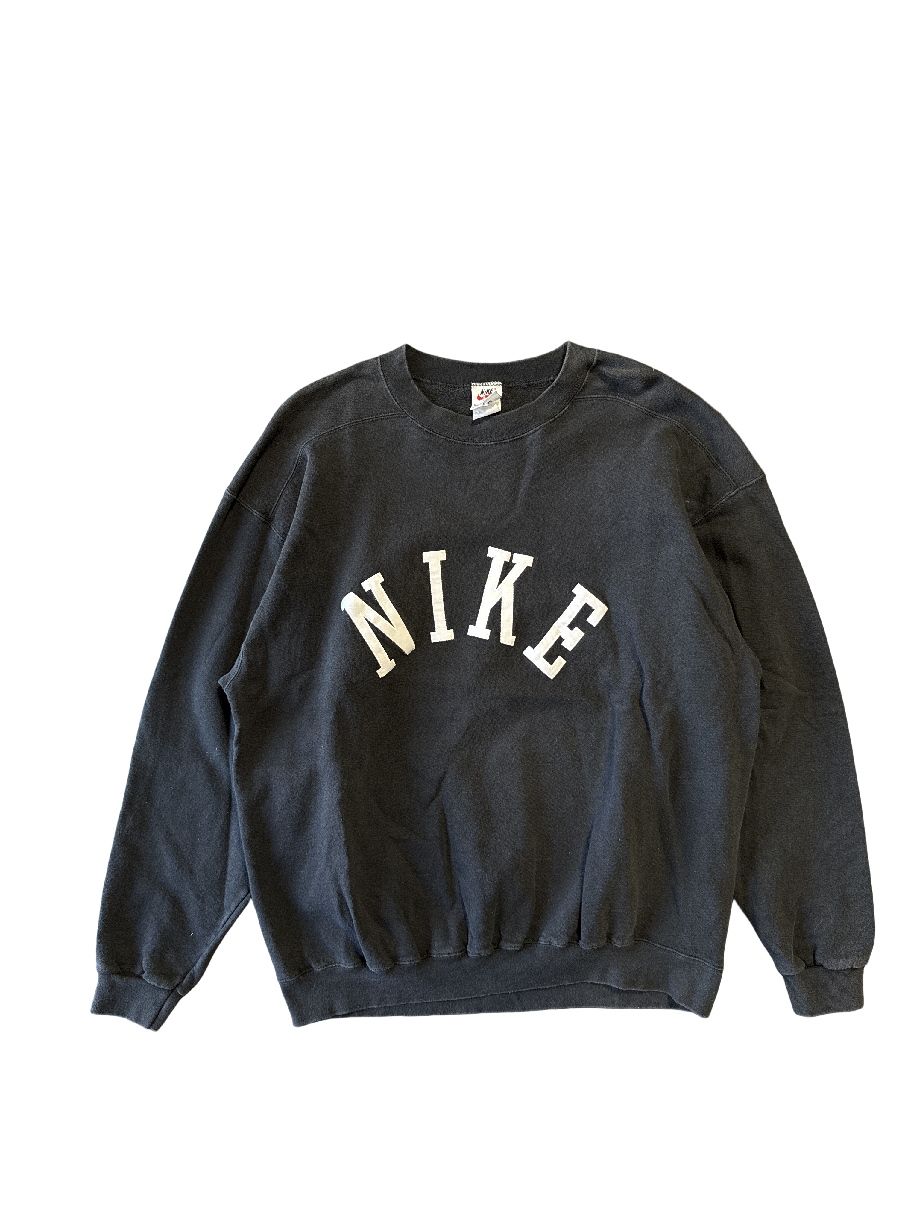 1990s Nike Made in USA Black Logo Sweatshirt (L)