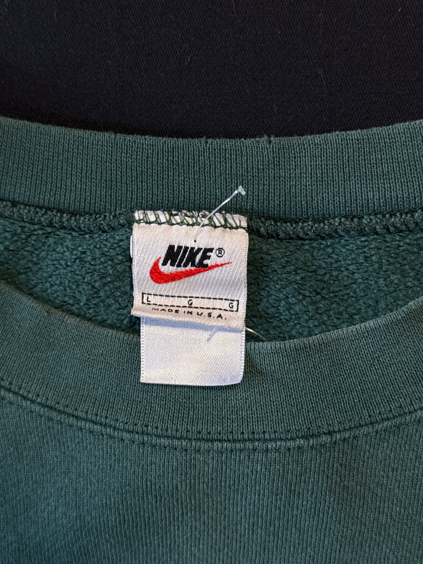 1990s Nike Made in USA Green Crewneck Sweatshirt (L)