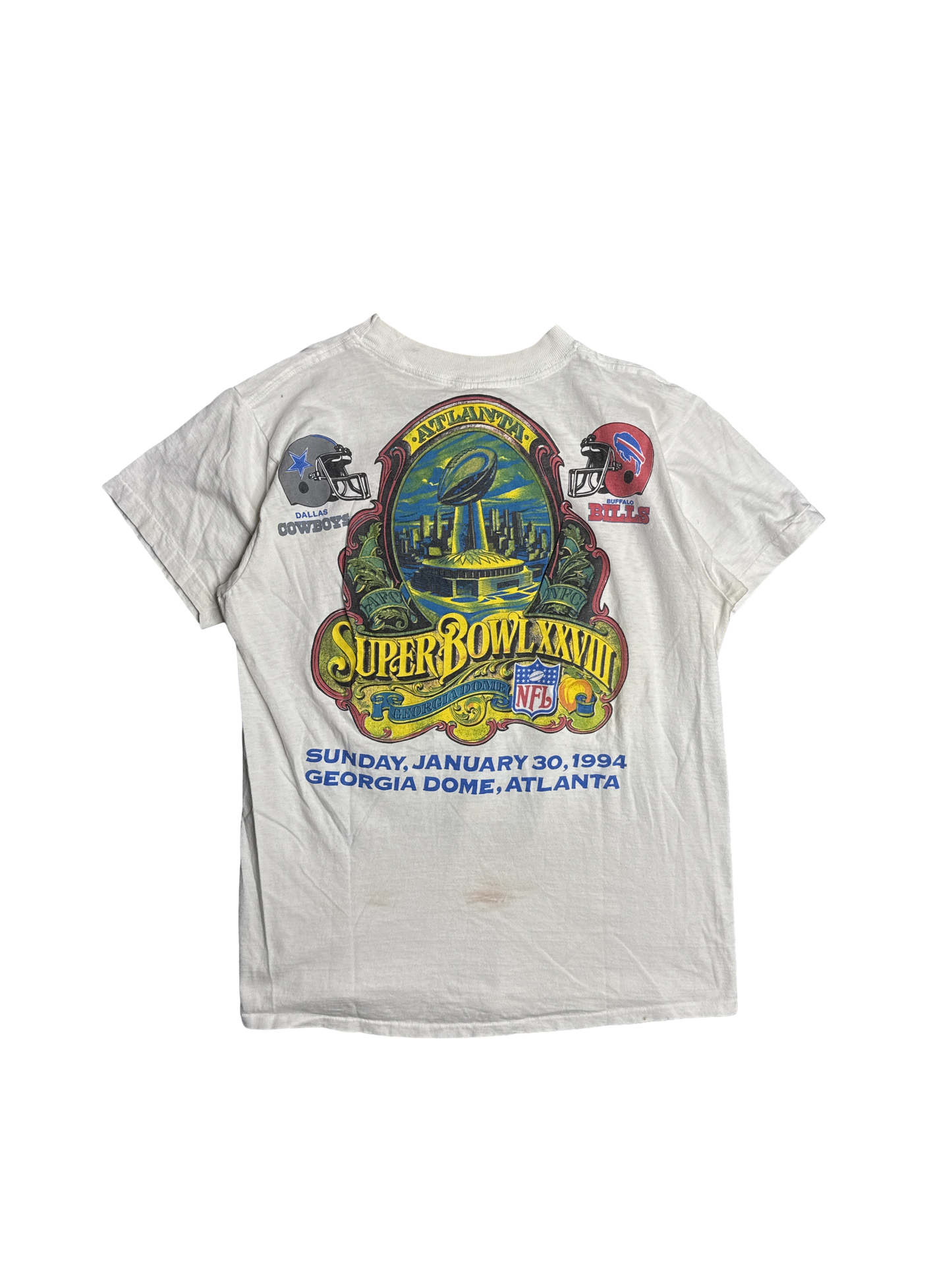 1994 Super Bowl XXVIII Dallas Cowboys vs Buffalo Bills Graphic Tee (S)