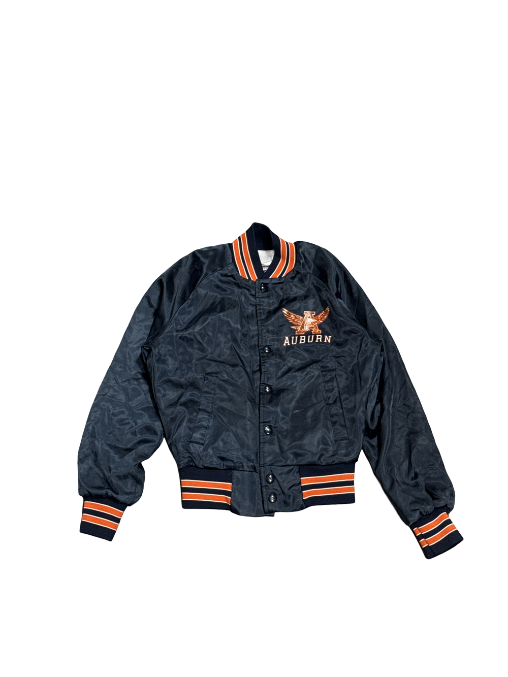 1980s Auburn Chalk Line Satin Bomber Jacket (S)