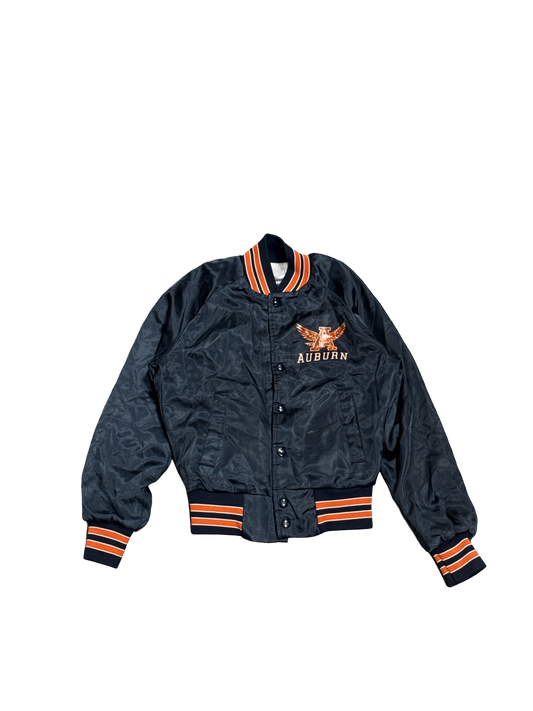 1980s Auburn Chalk Line Satin Bomber Jacket (S)
