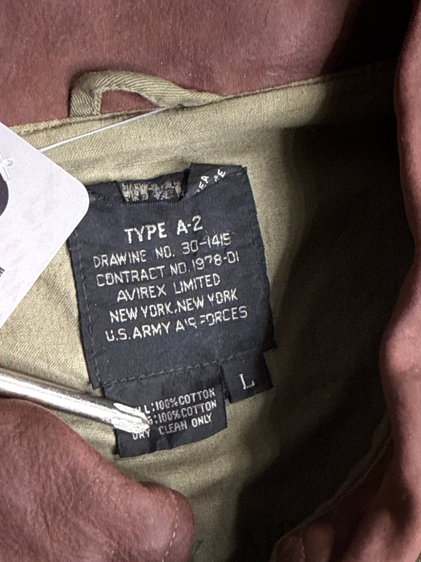 Avirex Type A-2 10th Bombardment Group Military Jacket (L)