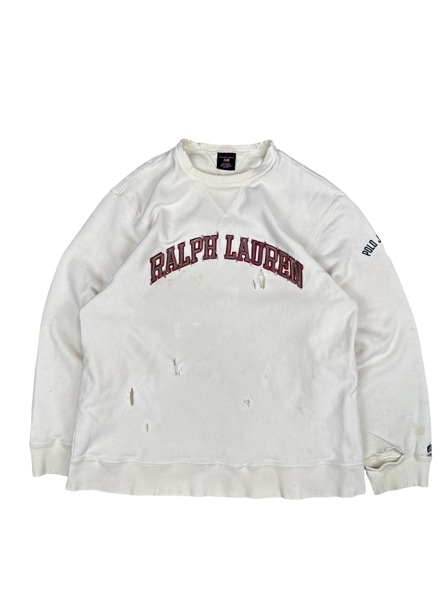 Ralph Lauren Polo Jeans Co. Distressed Crewneck Sweatshirt (L)