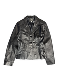 BannyPel Black Leather Button-Up Jacket (S)